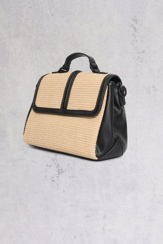 Productfoto 1 van Zwarte handtas met beige geweven afwerking door Bulaggi voor Dames
