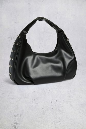 Voorkant van Zwarte handtas met studs door Pieces voor Dames