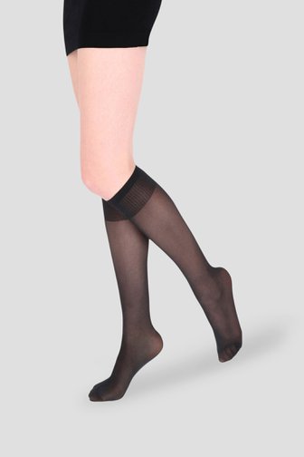 Voorkant van Zwarte kniekousen - 15 den - 2 paar door Liberty Island voor Dames