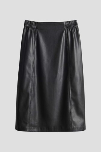 Voorkant van Zwarte midirok in leather look door Opus voor Dames