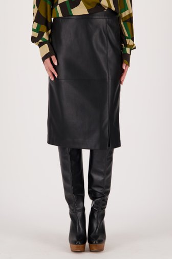 Zwarte rok met leather look van D'Auvry voor Dames