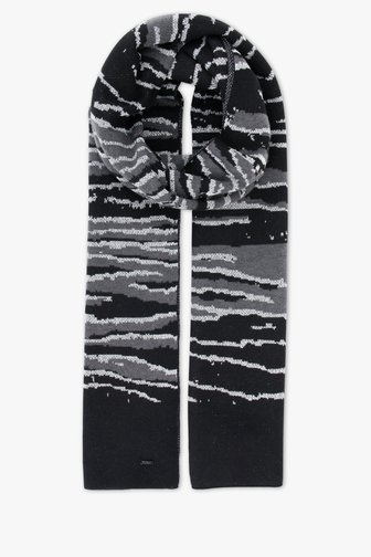 Zwarte sjaal met zilveren patroon van Opus voor Dames