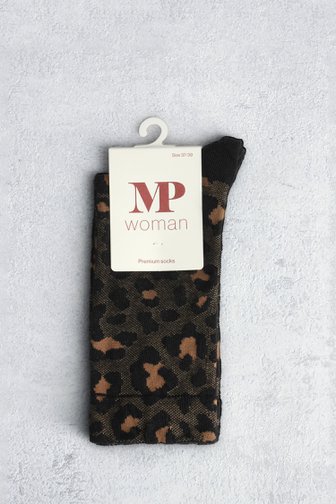 Voorkant van Zwarte sokken met luipaardprint door MP Denmark voor Dames