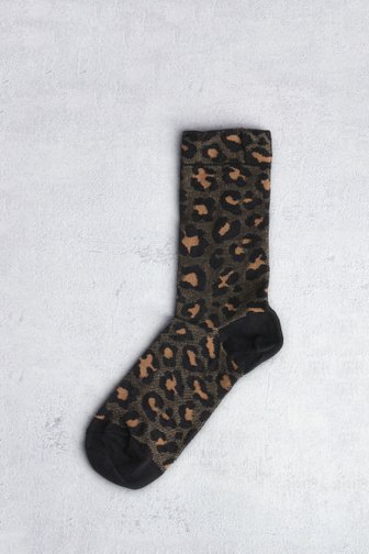 Voorkant van Zwarte sokken met luipaardprint door MP Denmark voor Dames