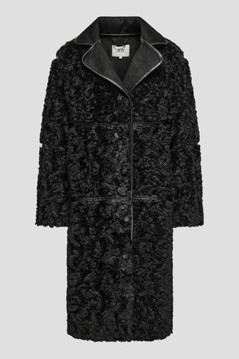 Voorkant van Zwarte teddy mantel door JDY voor Dames