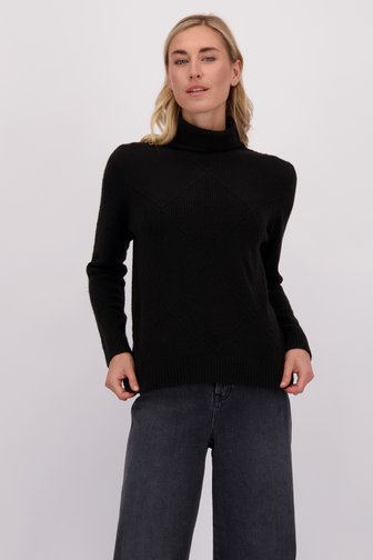 Voorkant van Zwarte trui met rolkraag door Liberty Island voor Dames