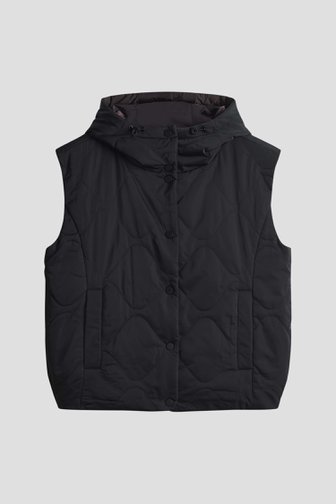 Voorkant van Zwarte waterafstotende bodywarmer - Omkeerbaar door Opus voor Dames