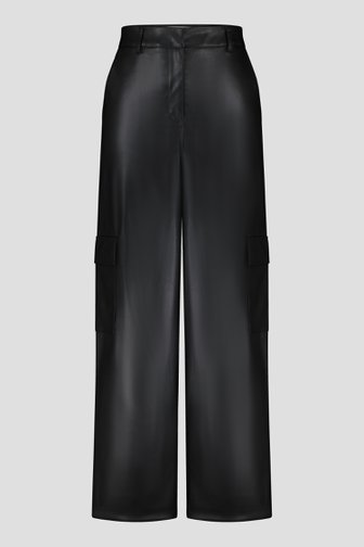 Zwarte wijde cargobroek met leather look van JDY voor Dames