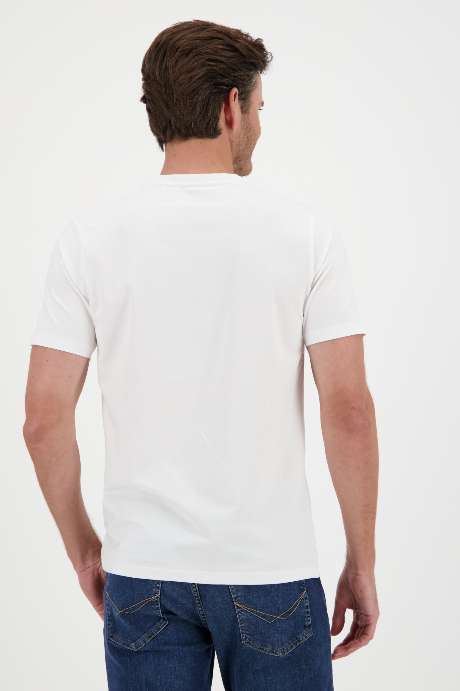 Basic wit T-shirt met V-hals van Ravøtt voor Heren