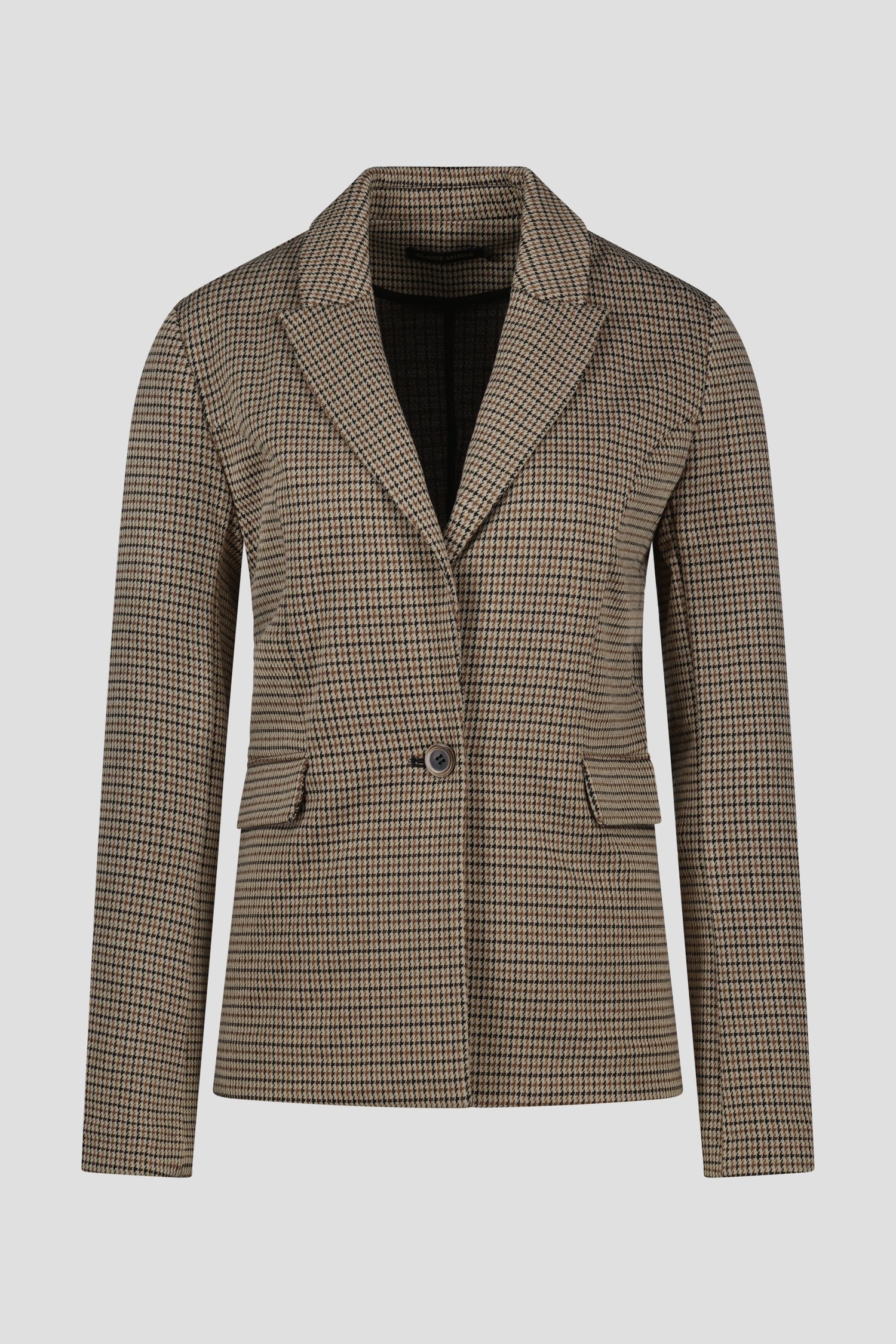 Beige blazer met fijn pied-de-poule motief van Claude Arielle voor Dames