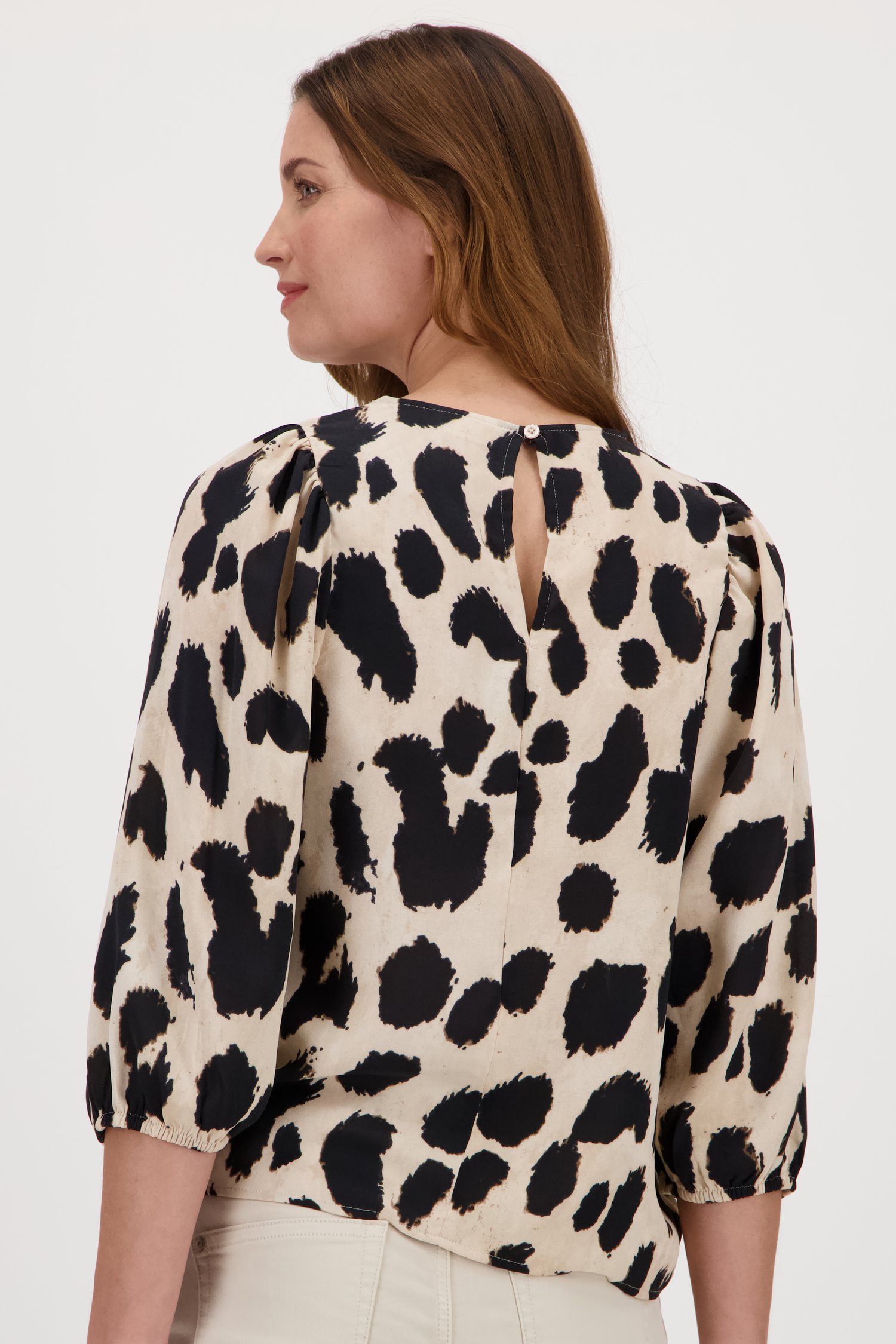 Beige blouse met zwarte print van JDY | 3161792 | e5
