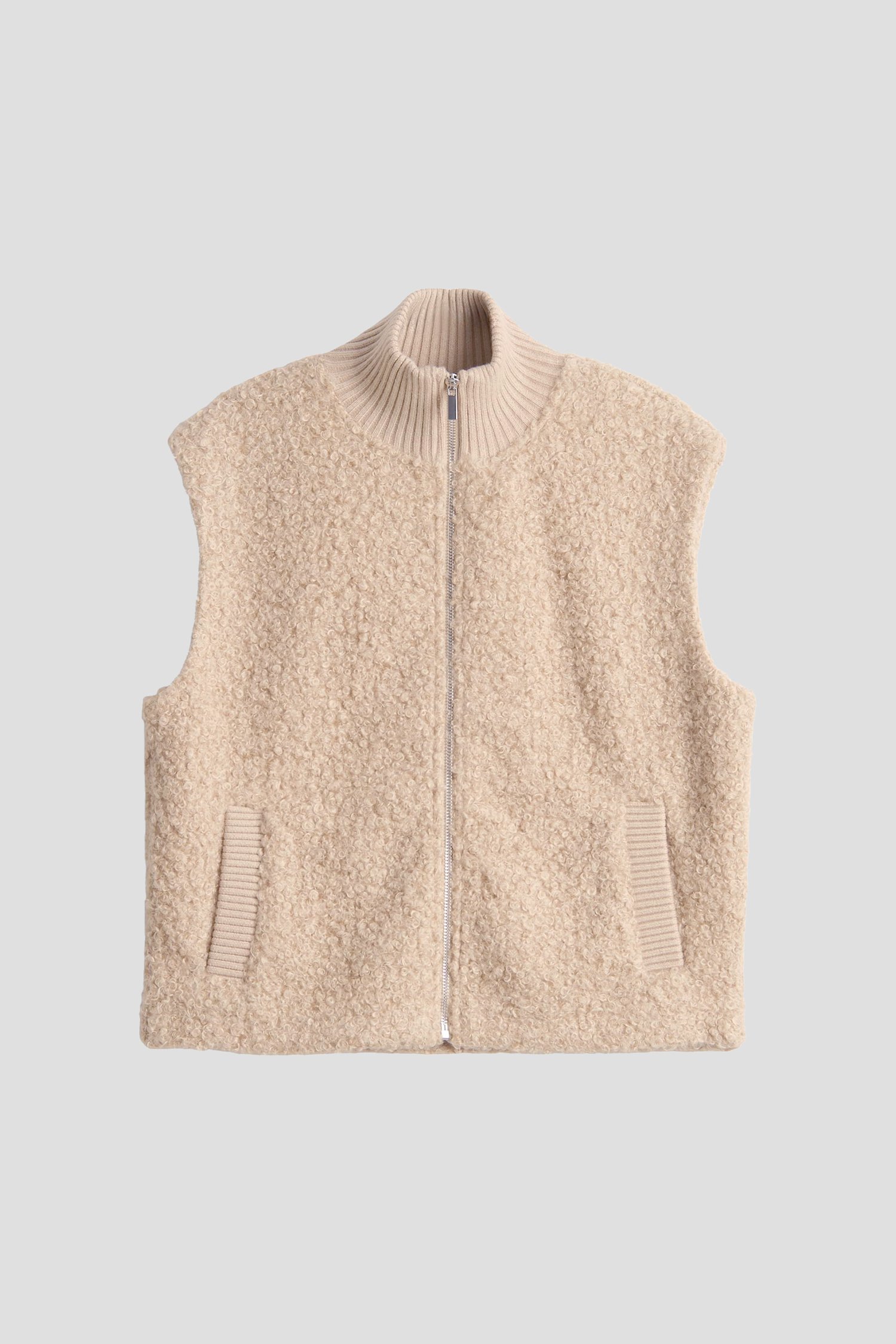 Productfoto 1 van Beige bouclé bodywarmer  door Opus voor Dames