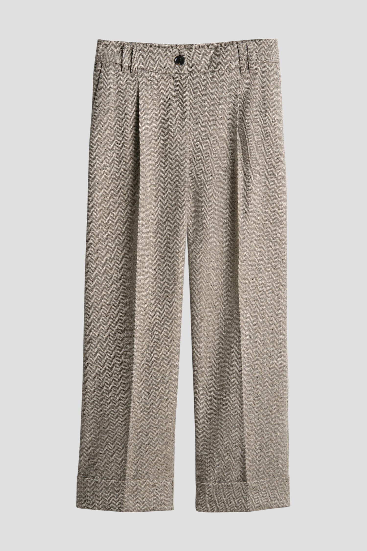 Productfoto 1 van Beige broek met visgraatmotief door Opus voor Dames
