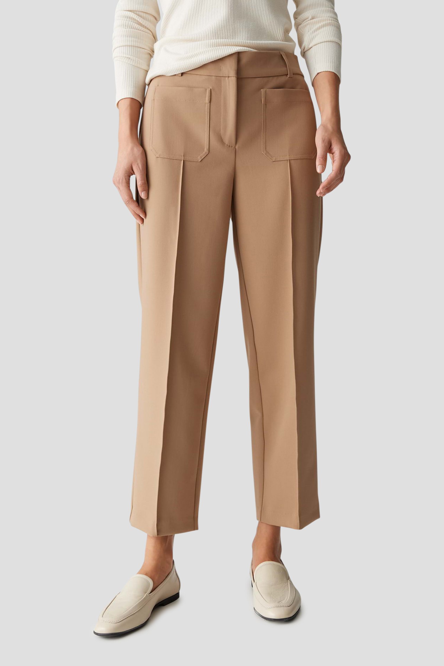 Extra foto 1 van Beige-bruine broek met vouw door Opus voor Dames