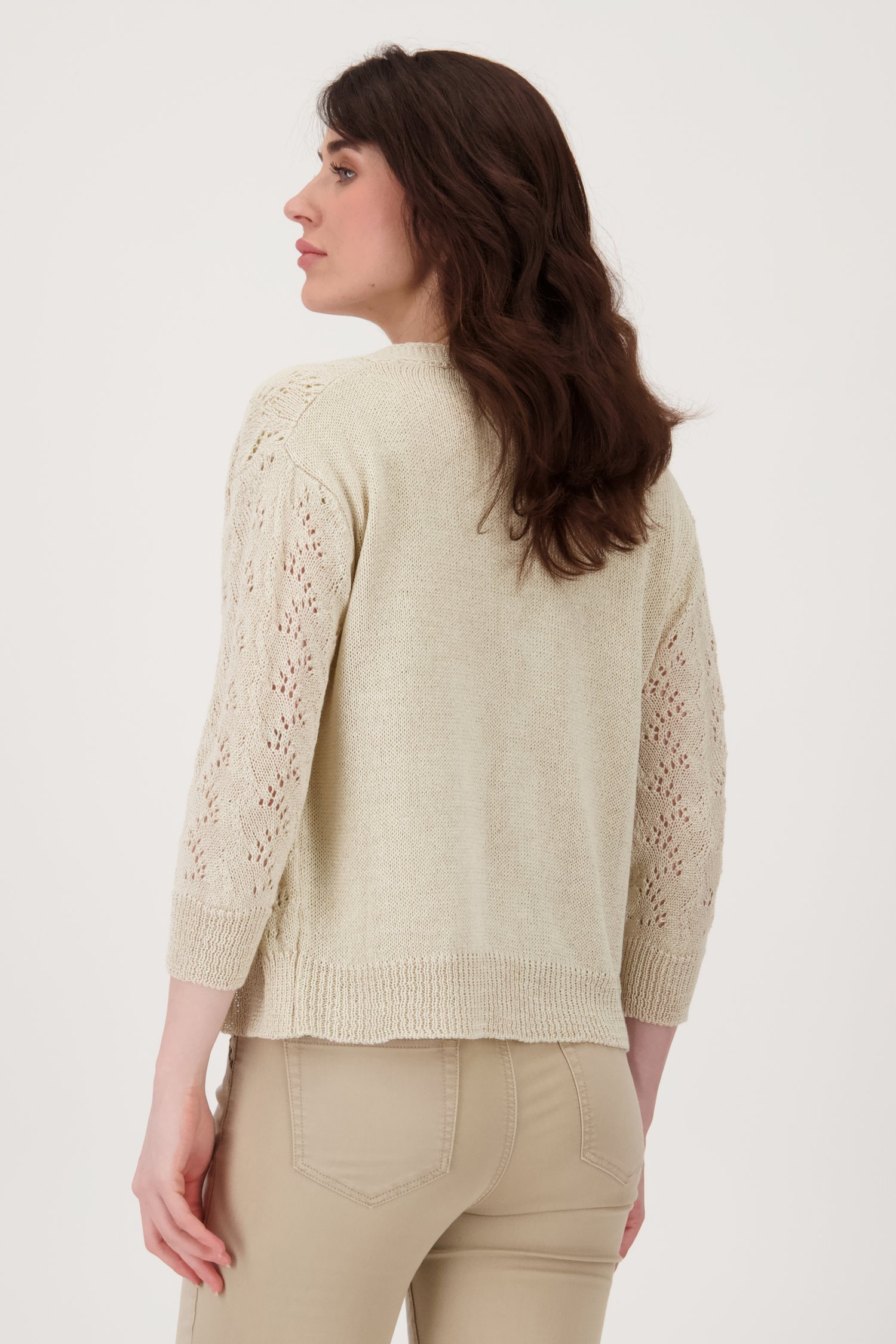 Beige-bruine cardigan met gehaakte look van Geisha voor Dames