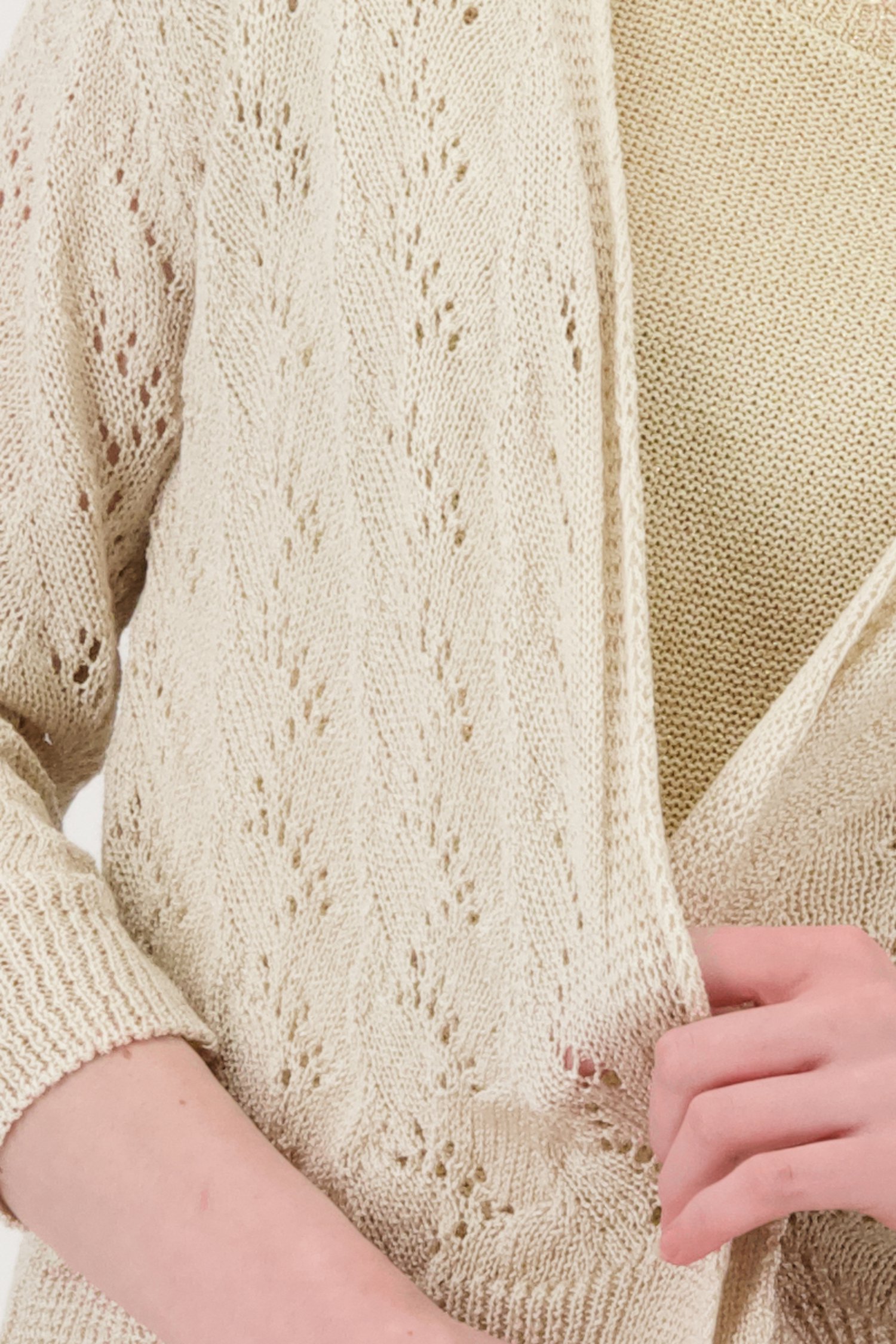 Beige-bruine cardigan met gehaakte look van Geisha voor Dames