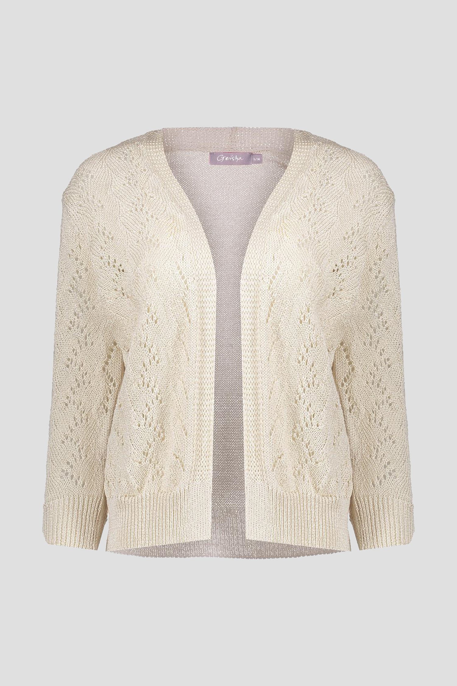 Beige-bruine cardigan met gehaakte look van Geisha voor Dames