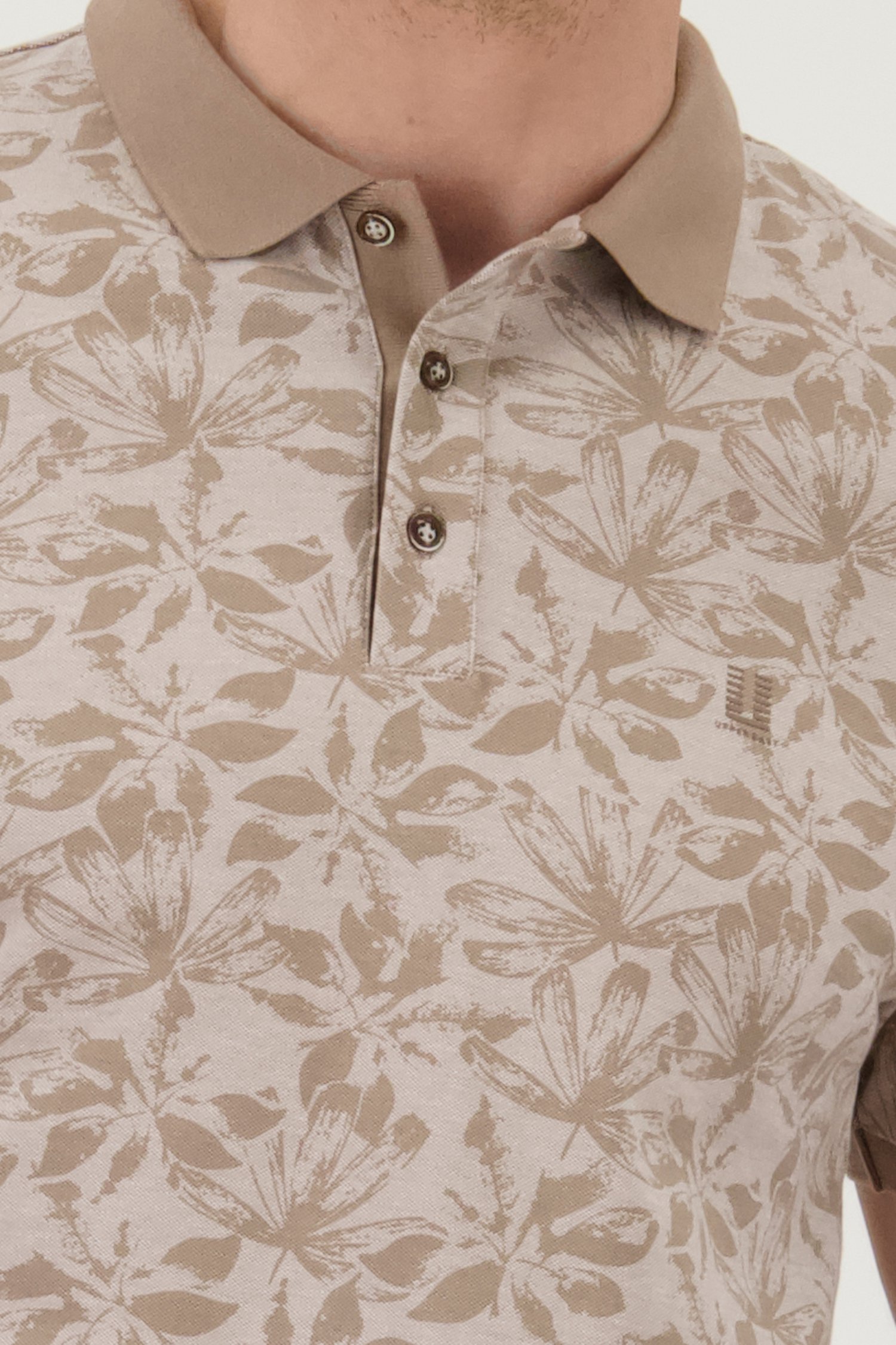 Beige-bruine polo met bloemenprint van Upper East voor Heren