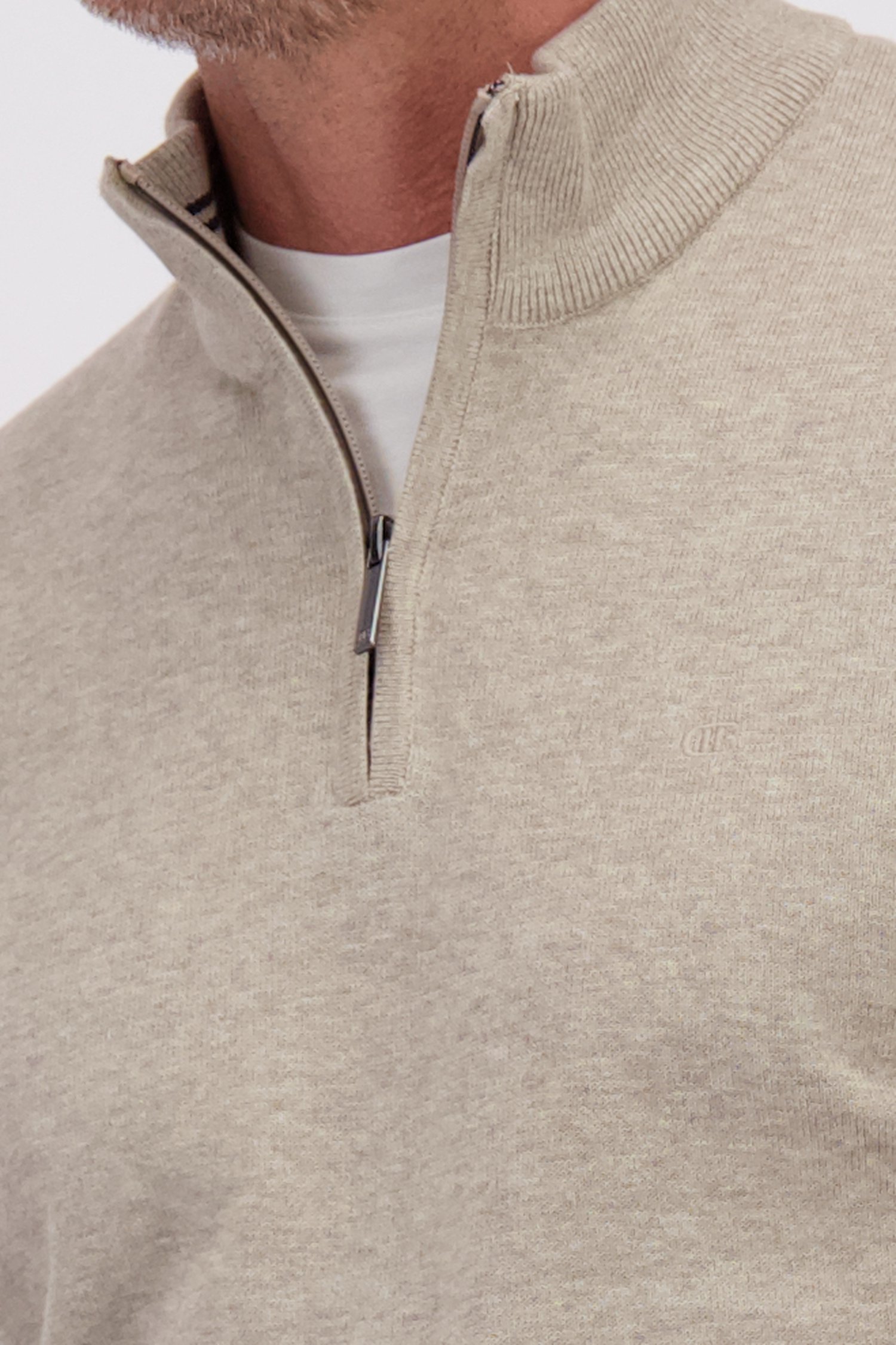 Detail van Beige cardigan met rits door Dansaert Blue voor Heren