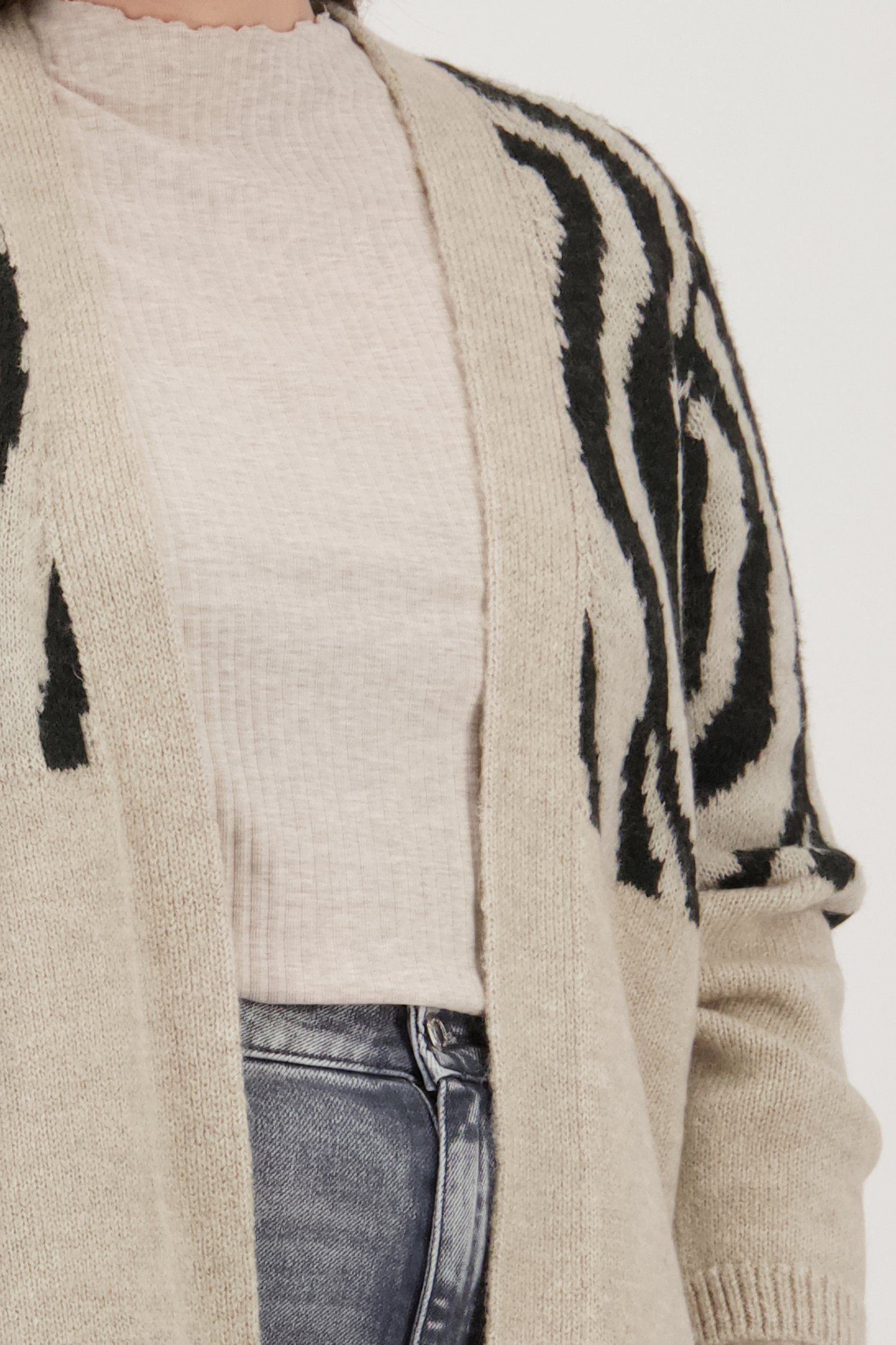 Beige cardigan met zwart zebramotief van Only Carmakoma voor Dames