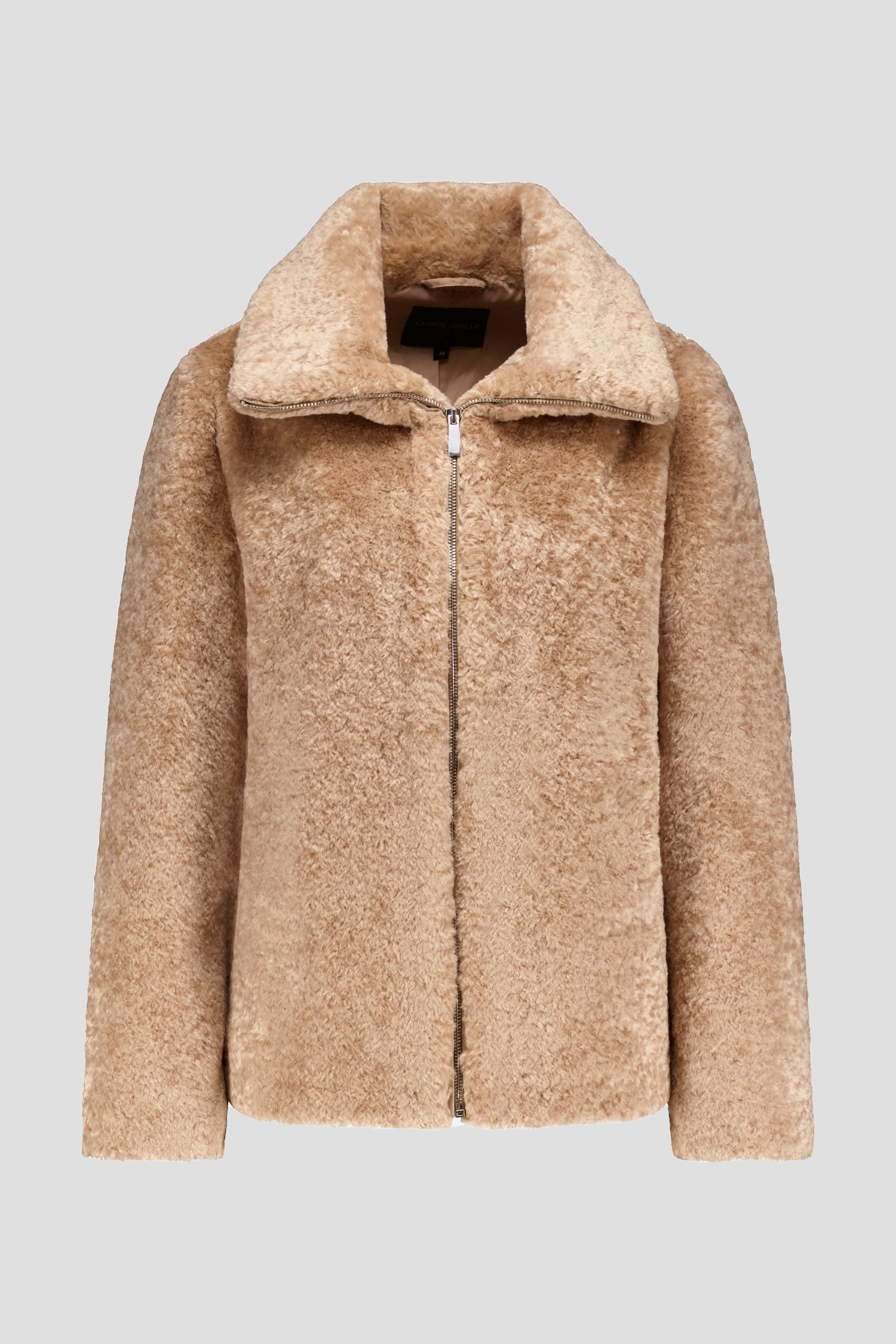 Productfoto 3 van Beige faux fur jas met rits door Claude Arielle voor Dames