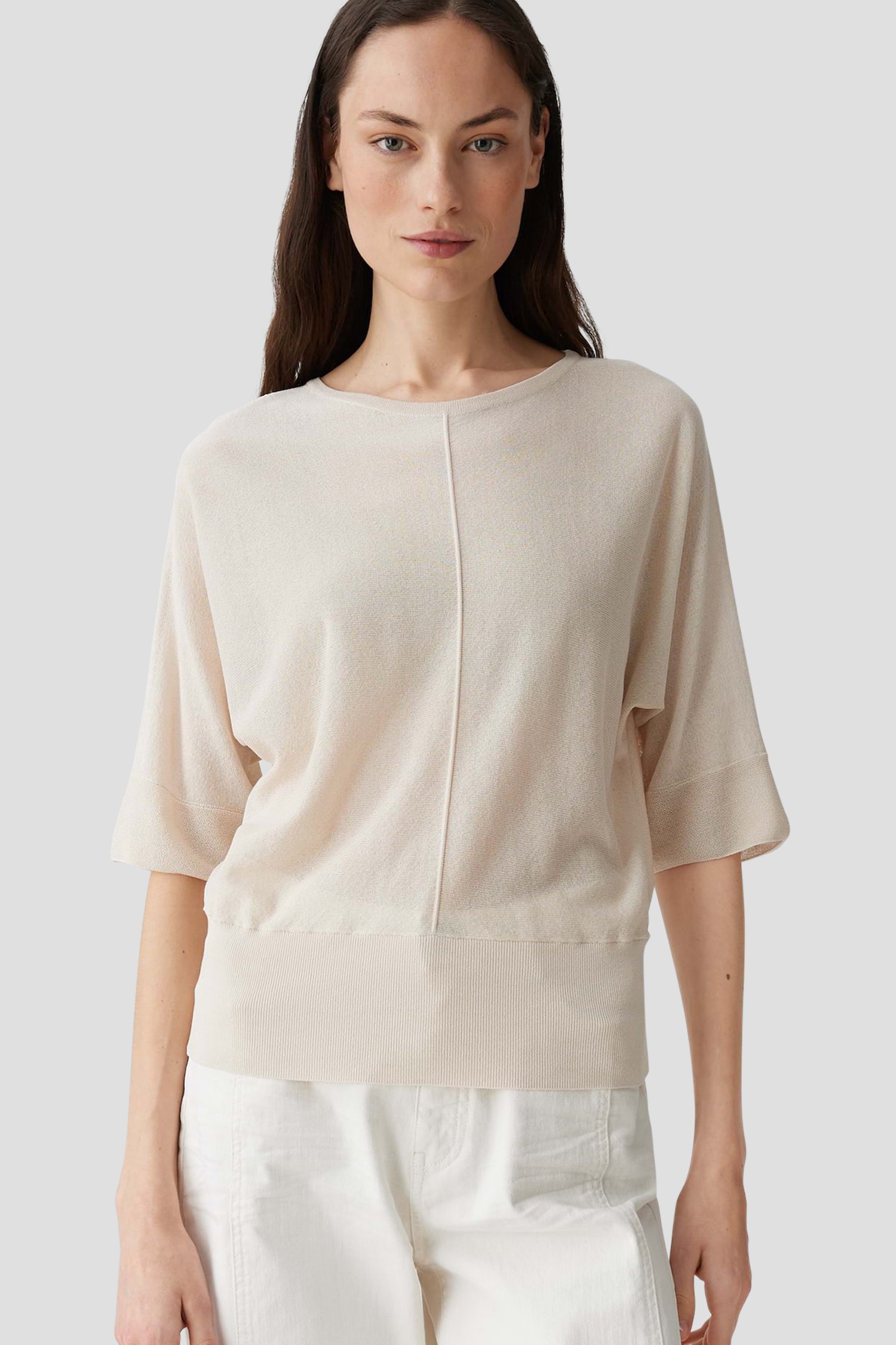 Beige fijn gebreid truitje met vleermuismouwen van Opus voor Dames