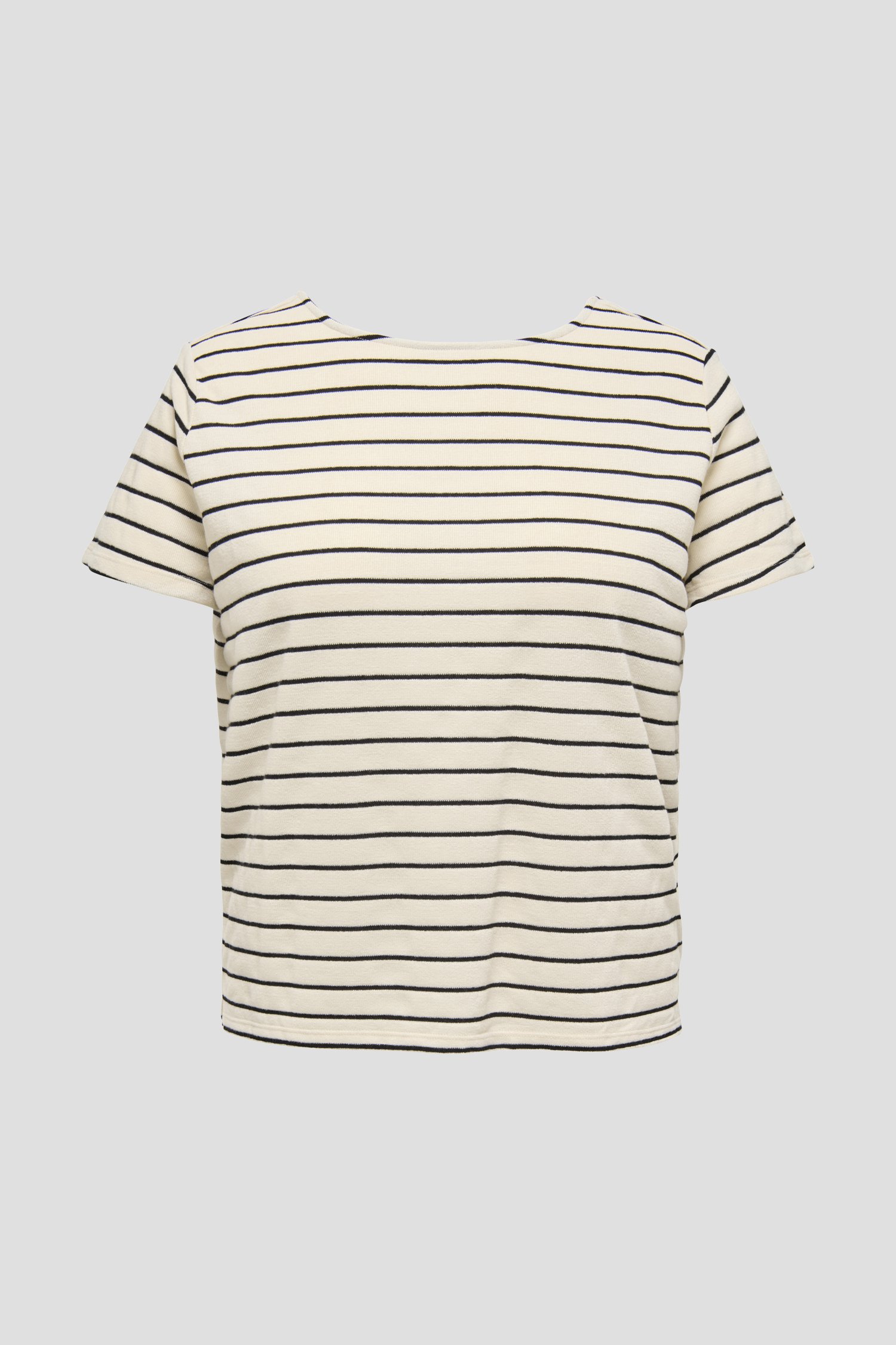 Beige gebreid T-shirt met zwart gestreept motief van Only Carmakoma voor Dames