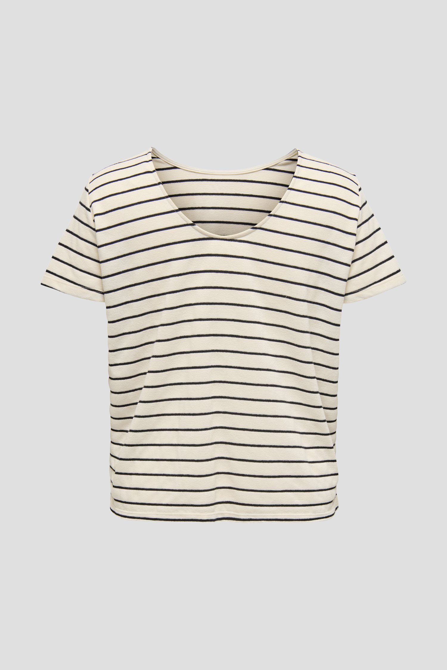 Beige gebreid T-shirt met zwart gestreept motief van Only Carmakoma voor Dames