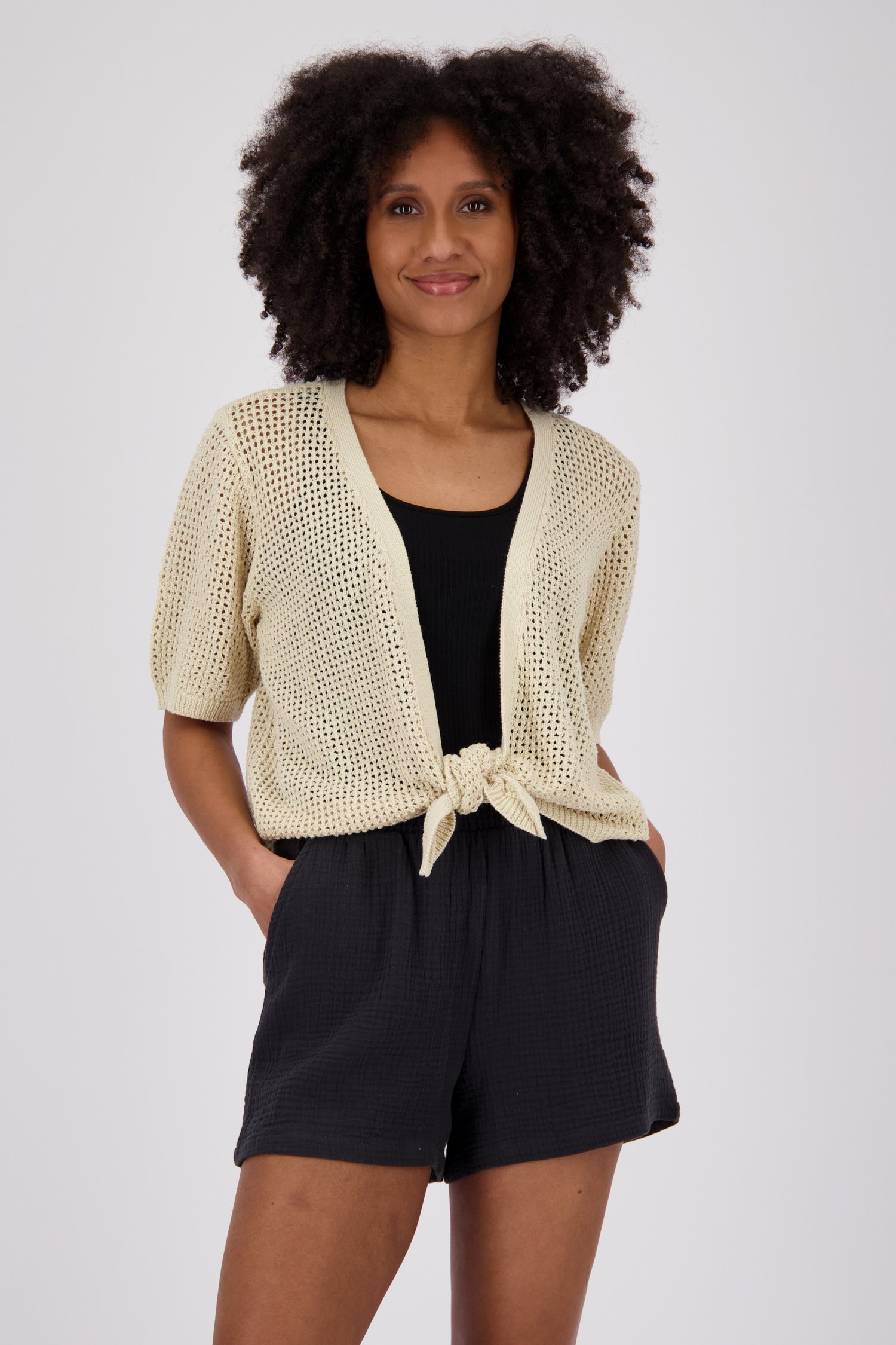 Beige gehaakte cardigan met korte mouwen van JDY voor Dames