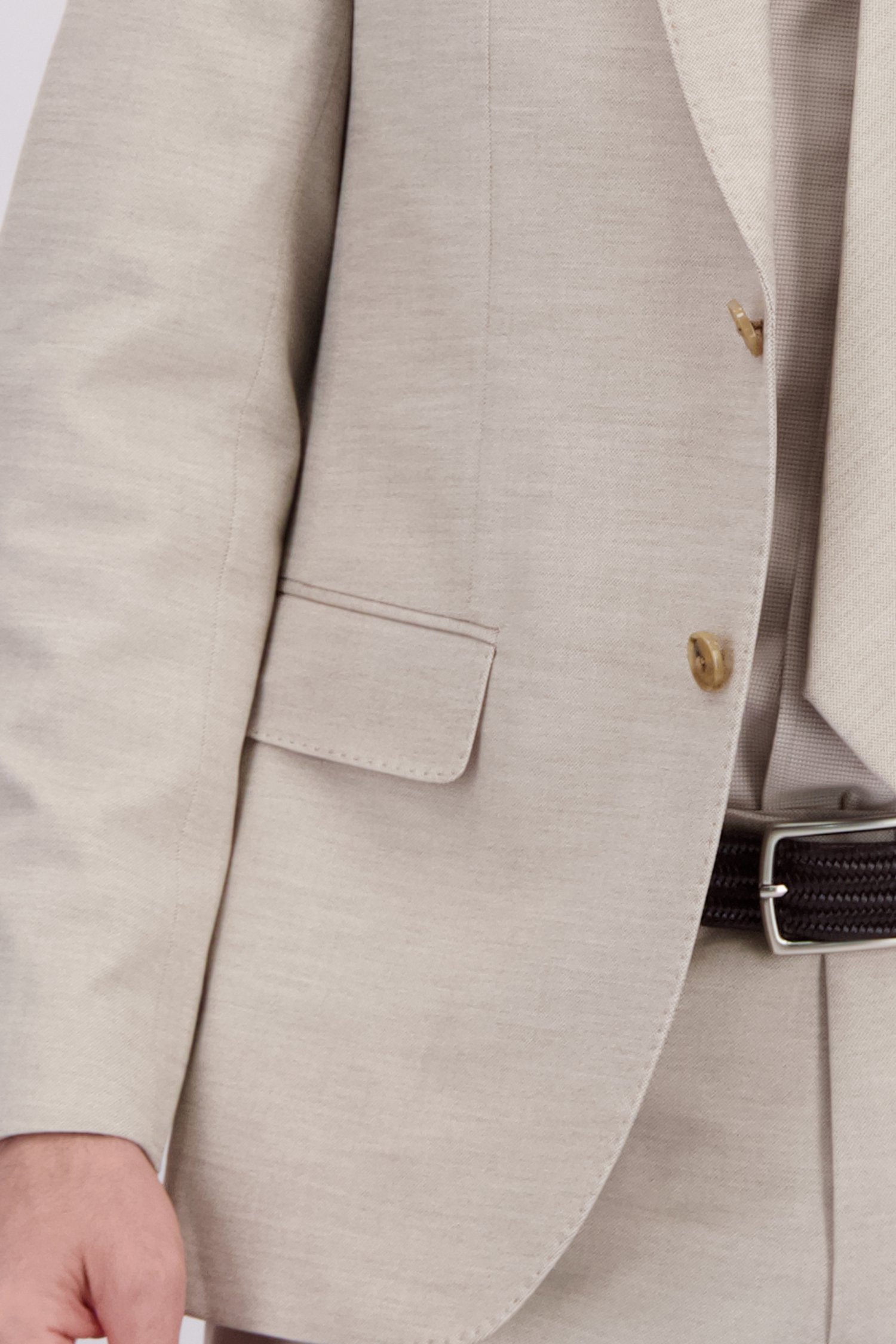 Detail van Beige gemêleerde kostuumvest - Regular fit  door Dansaert Black voor Heren