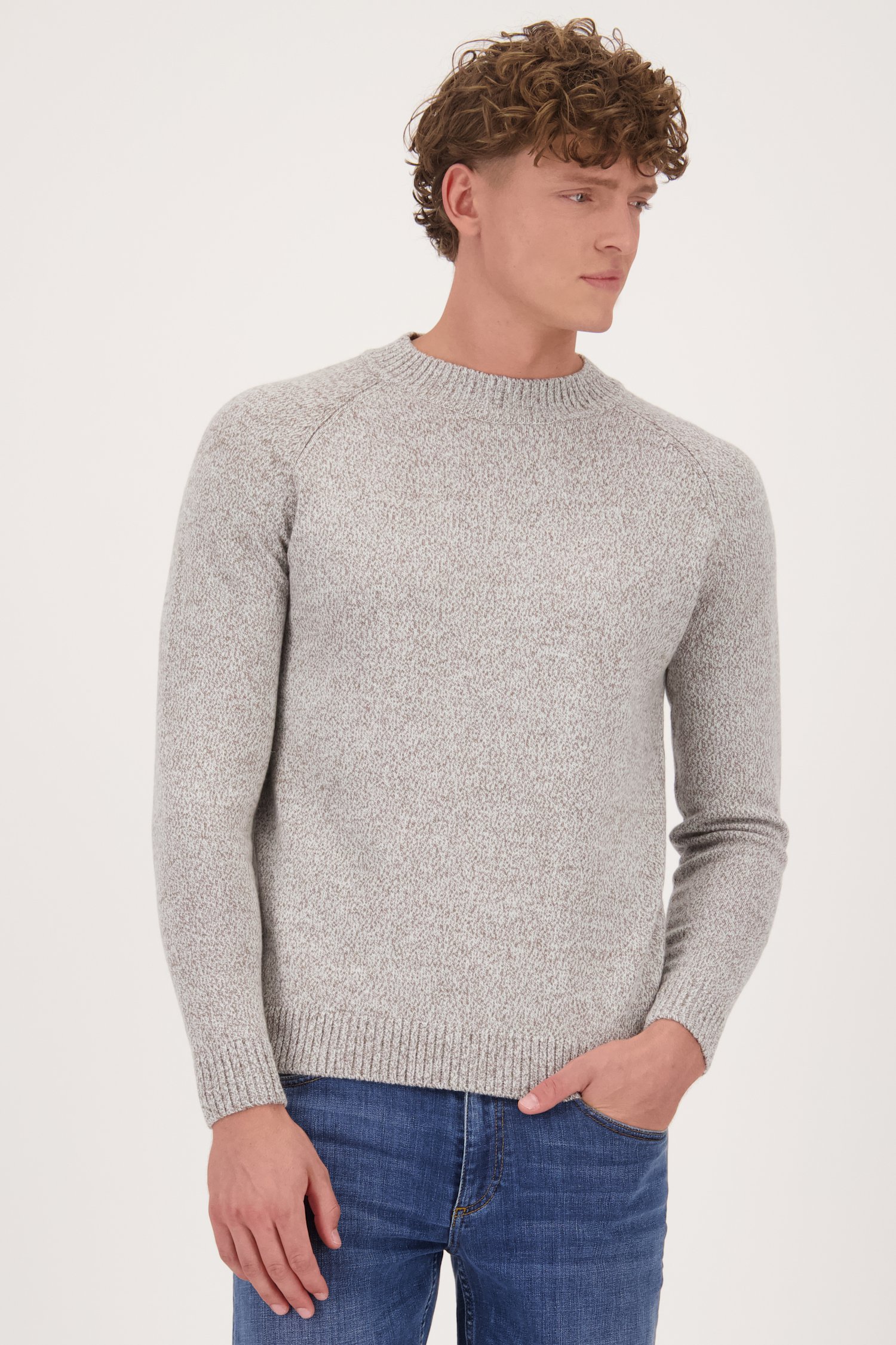 Beige gemêleerde trui met wol van Casual Five voor Heren
