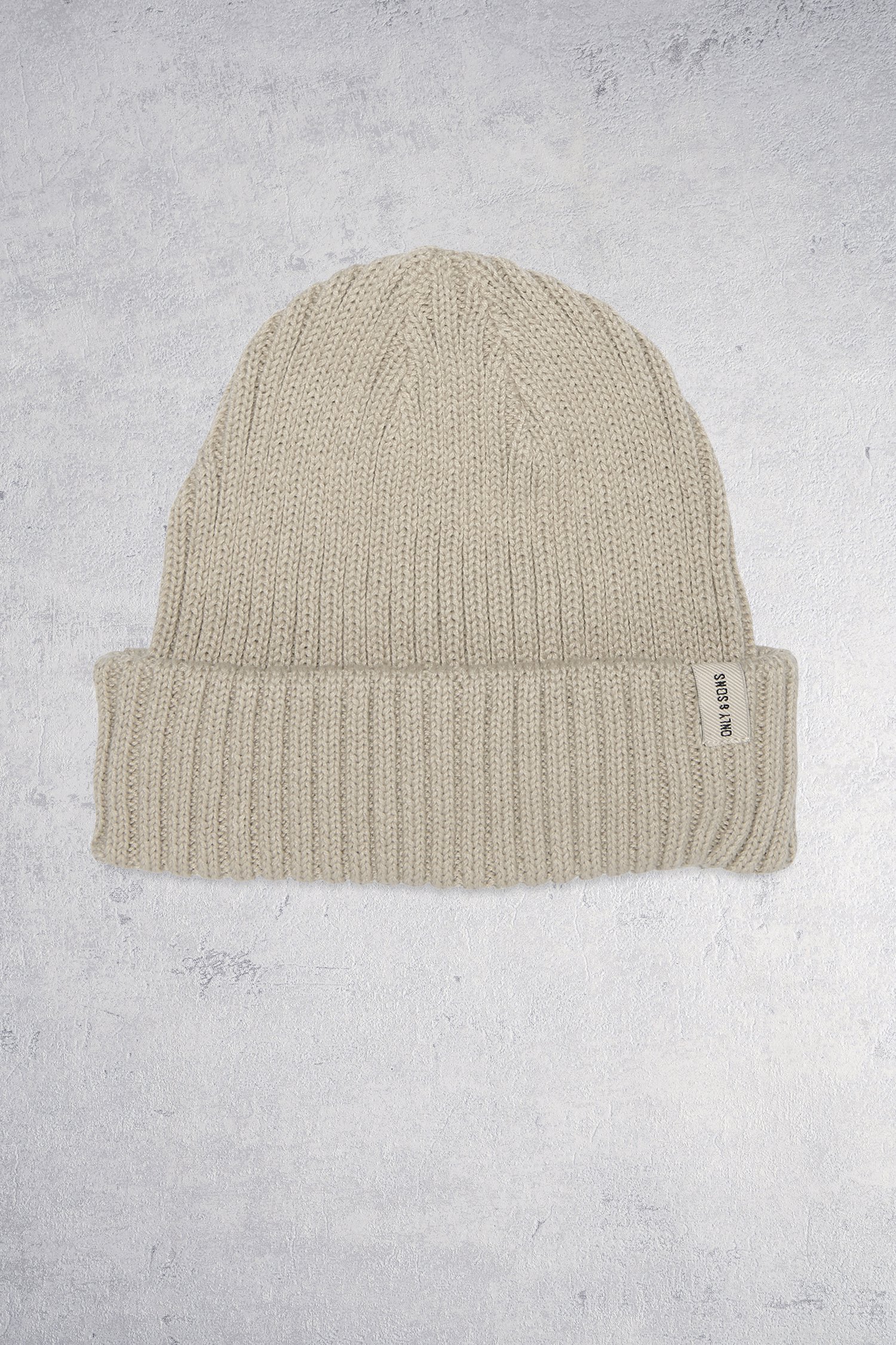 Voorkant van Beige geribde muts door Only & Sons voor Heren