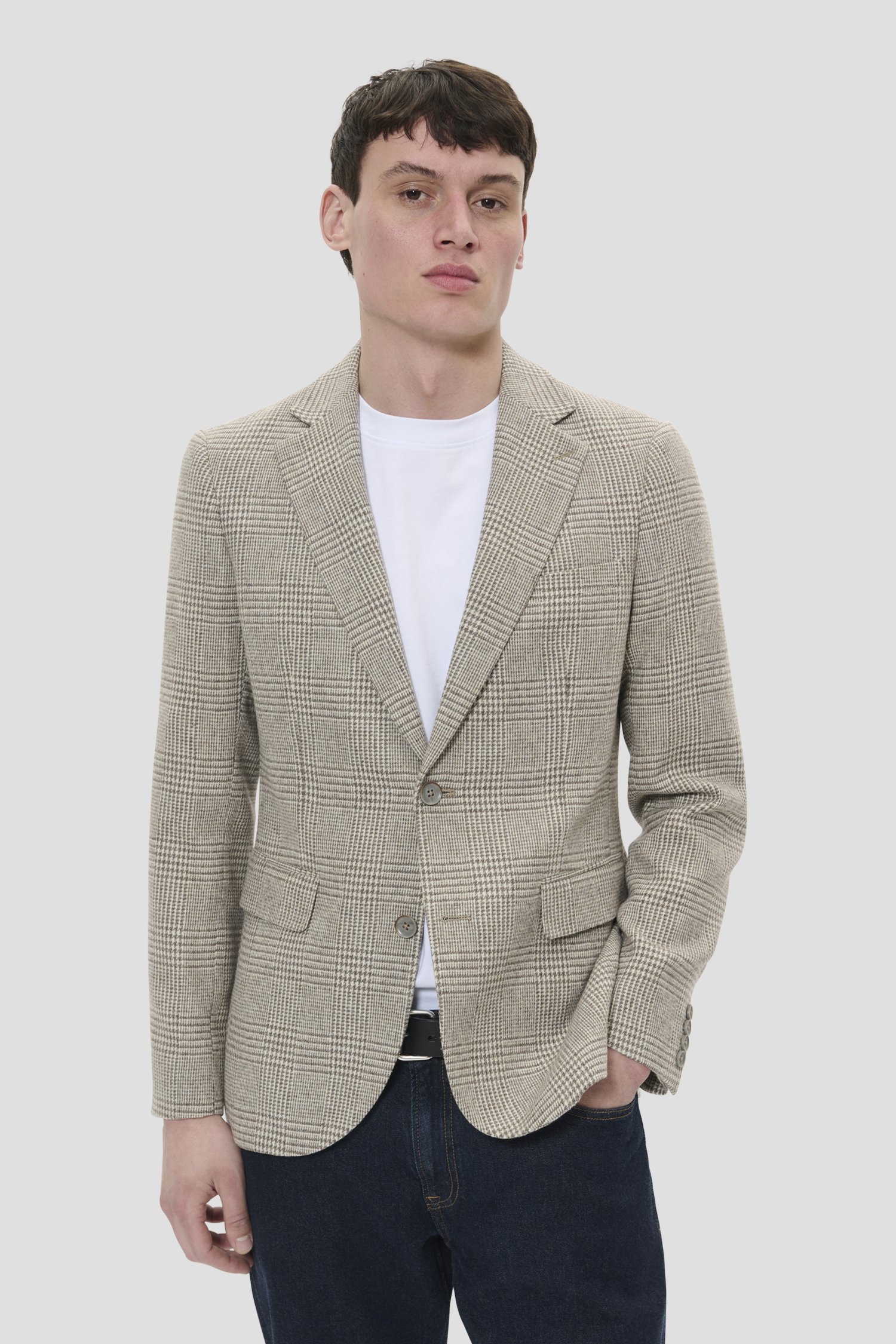 Voorkant van Beige geruite blazer  door Matinique voor Heren