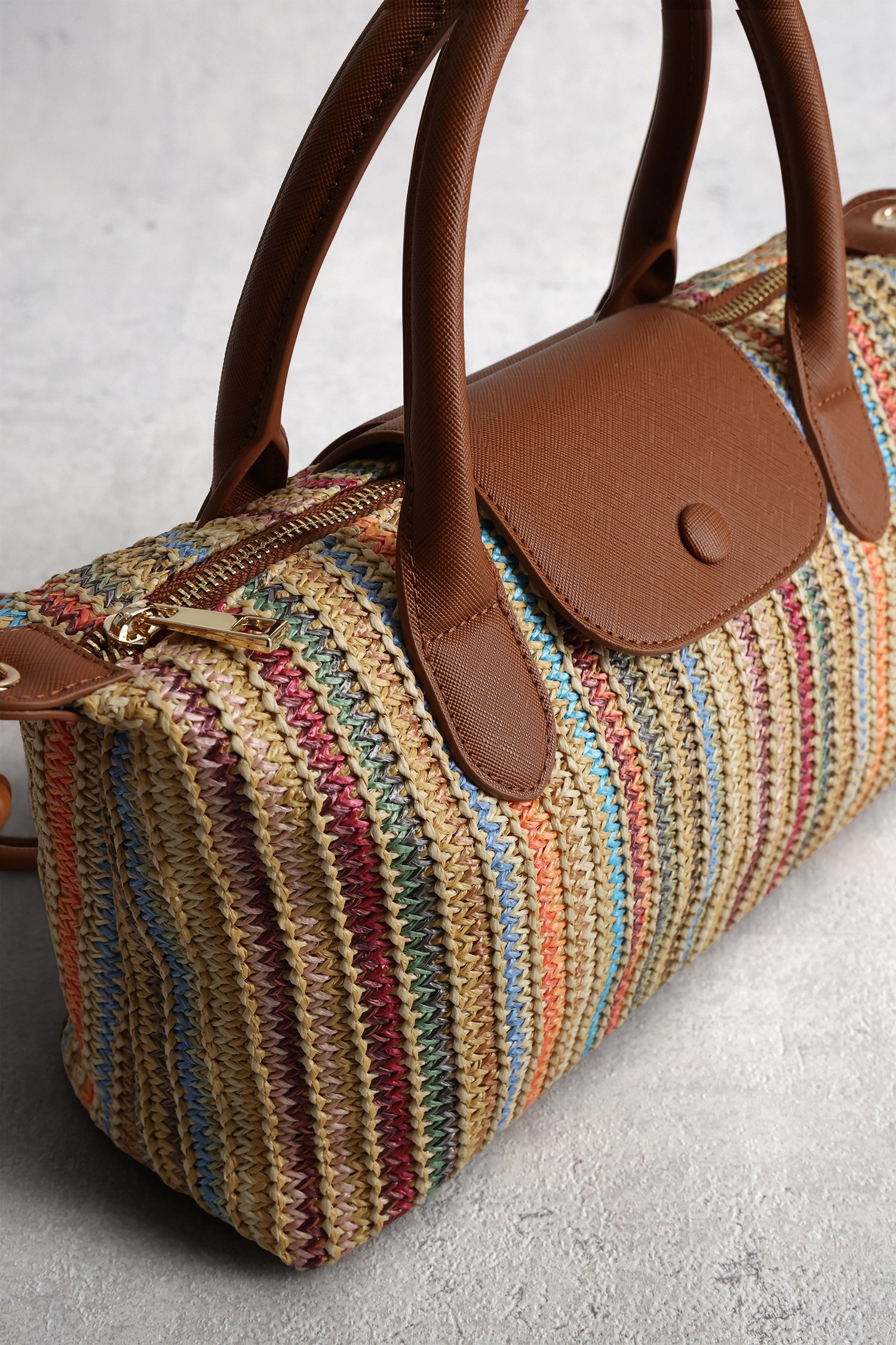 Productfoto 1 van Beige gevlochten handtas met gestreept motief door Liberty Island voor Dames