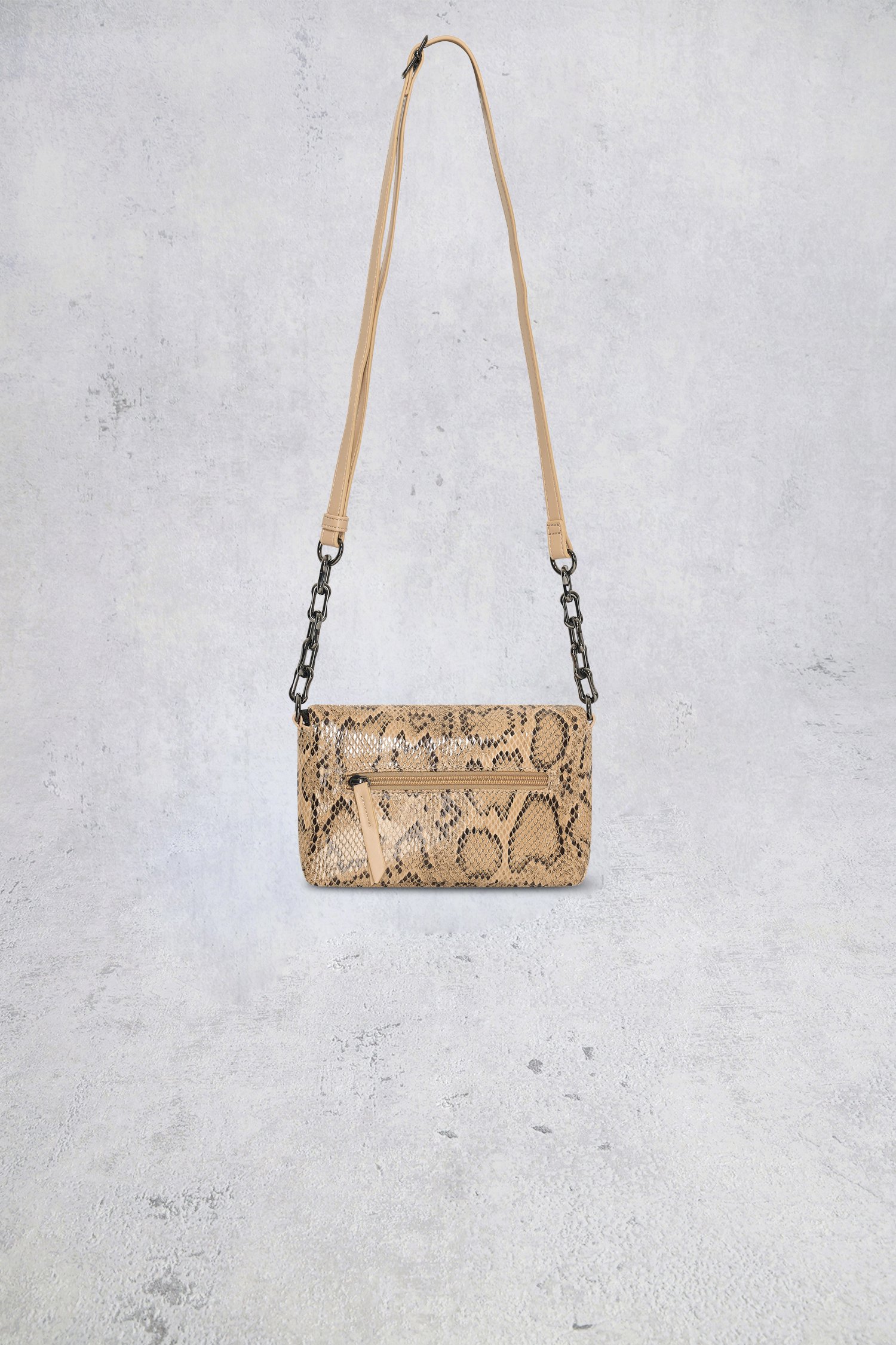 Achterkant van Beige handtas met slangenprint door Bulaggi voor Dames