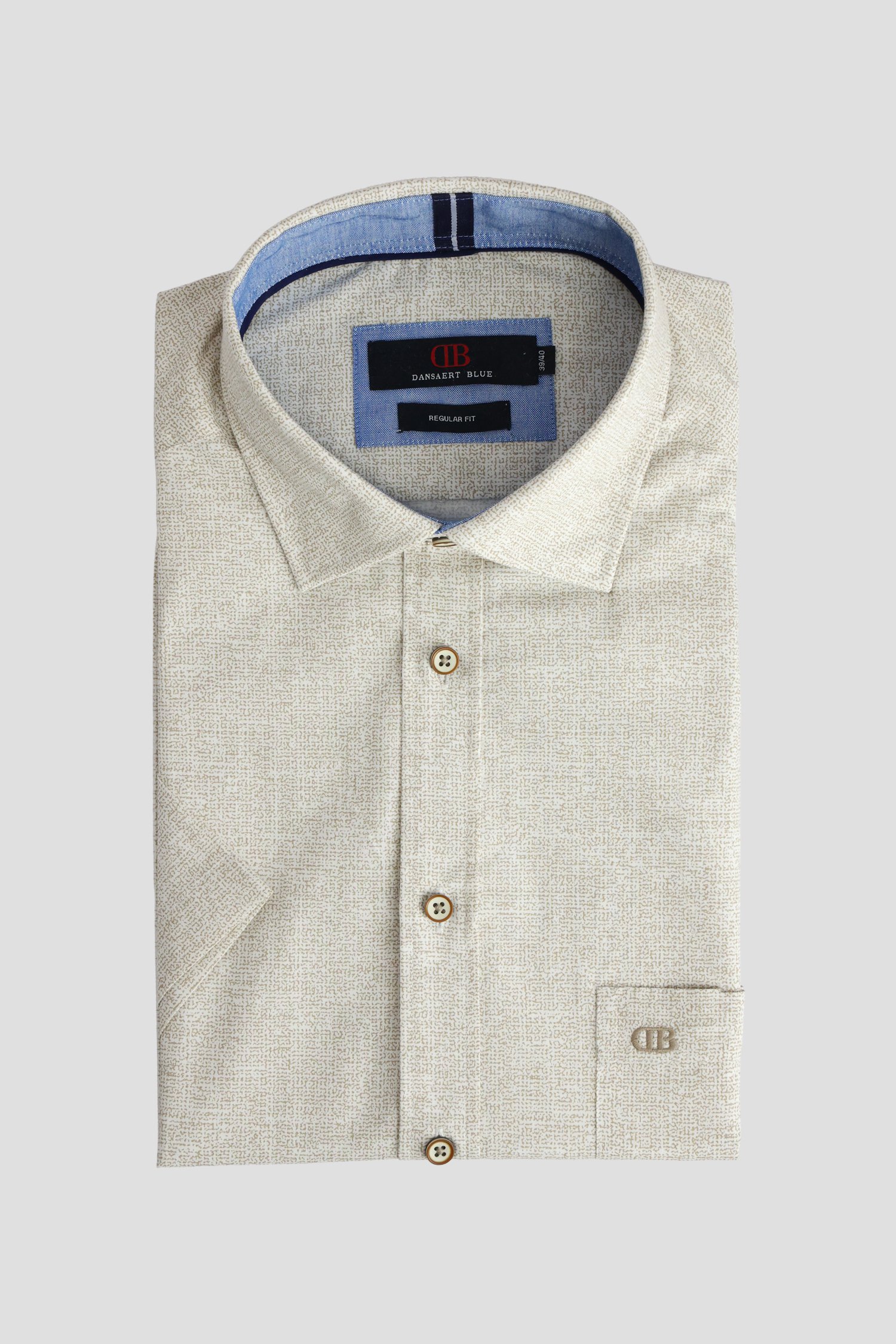 Productfoto 1 van Beige hemd met korte mouw - Regular fit door Dansaert Blue voor Heren