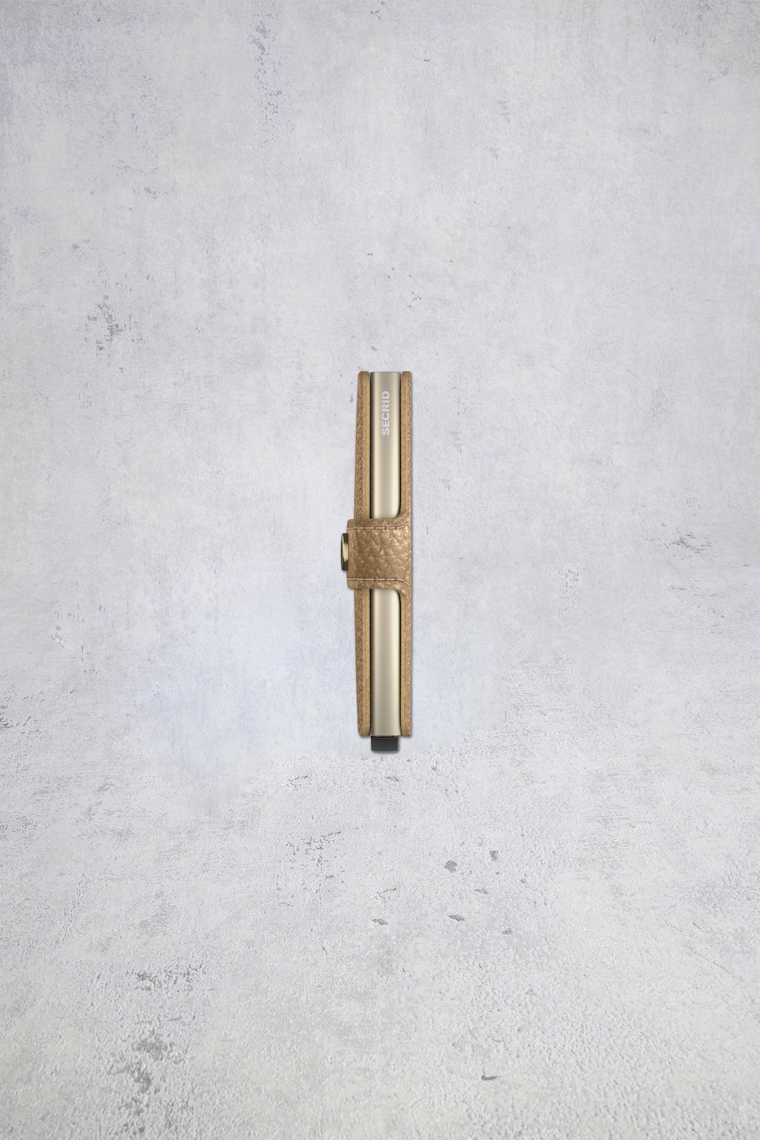 Achterkant van Beige lederen kaarthouder - Miniwallet Pebble door Secri voor Dames