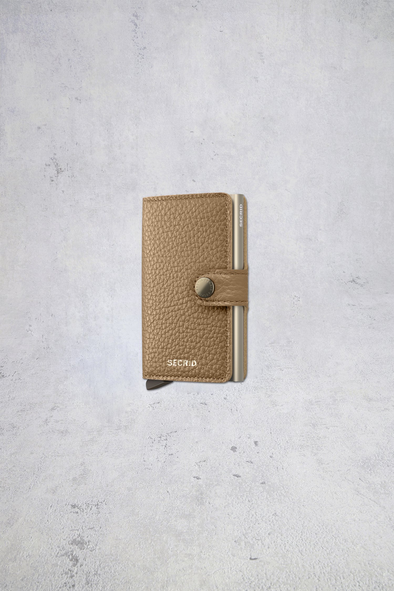 Voorkant van Beige lederen kaarthouder - Miniwallet Pebble door Secri voor Dames