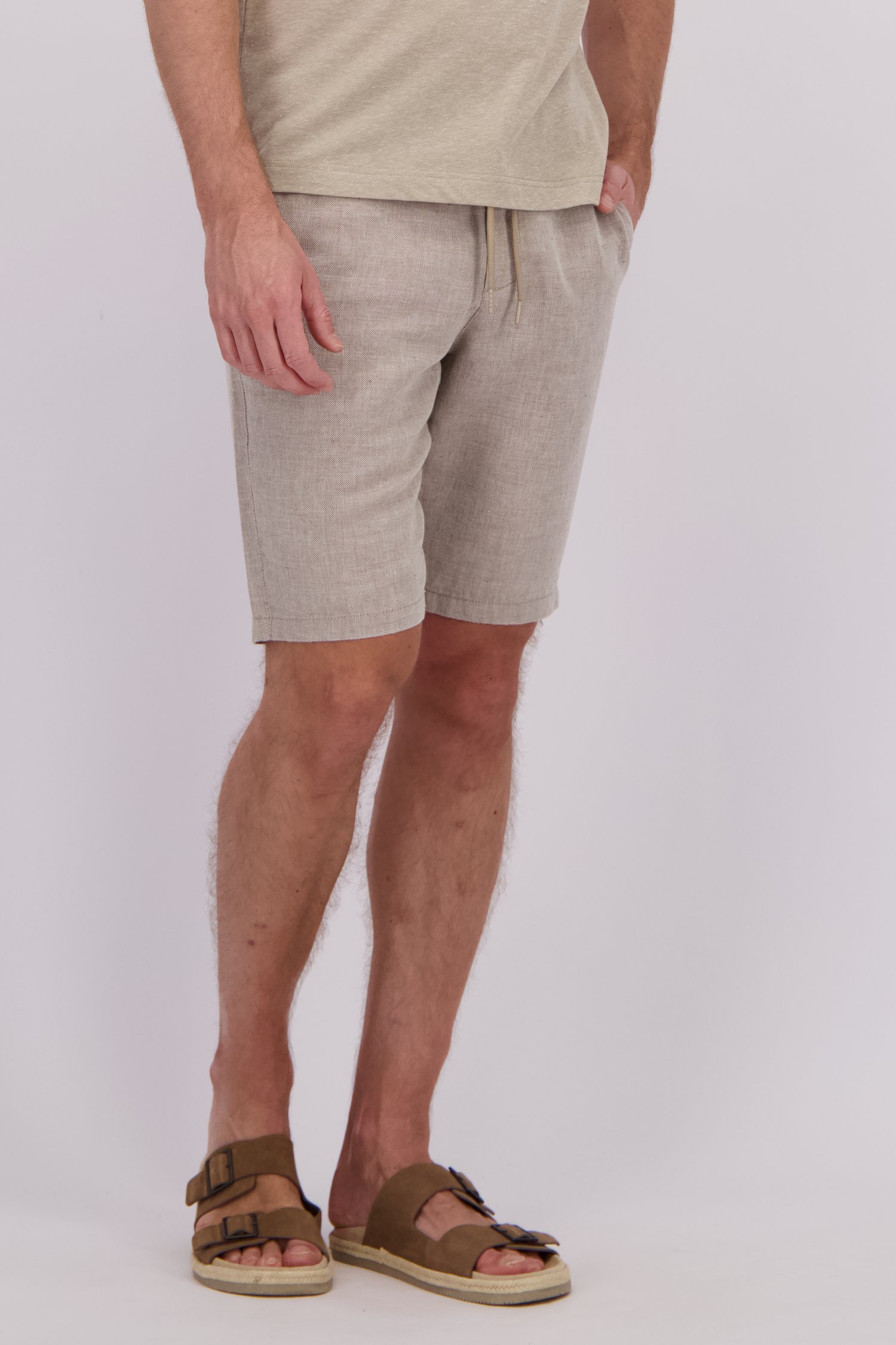 Productfoto 1 van Beige linnen bermuda met elastische taille door Upper East voor Heren