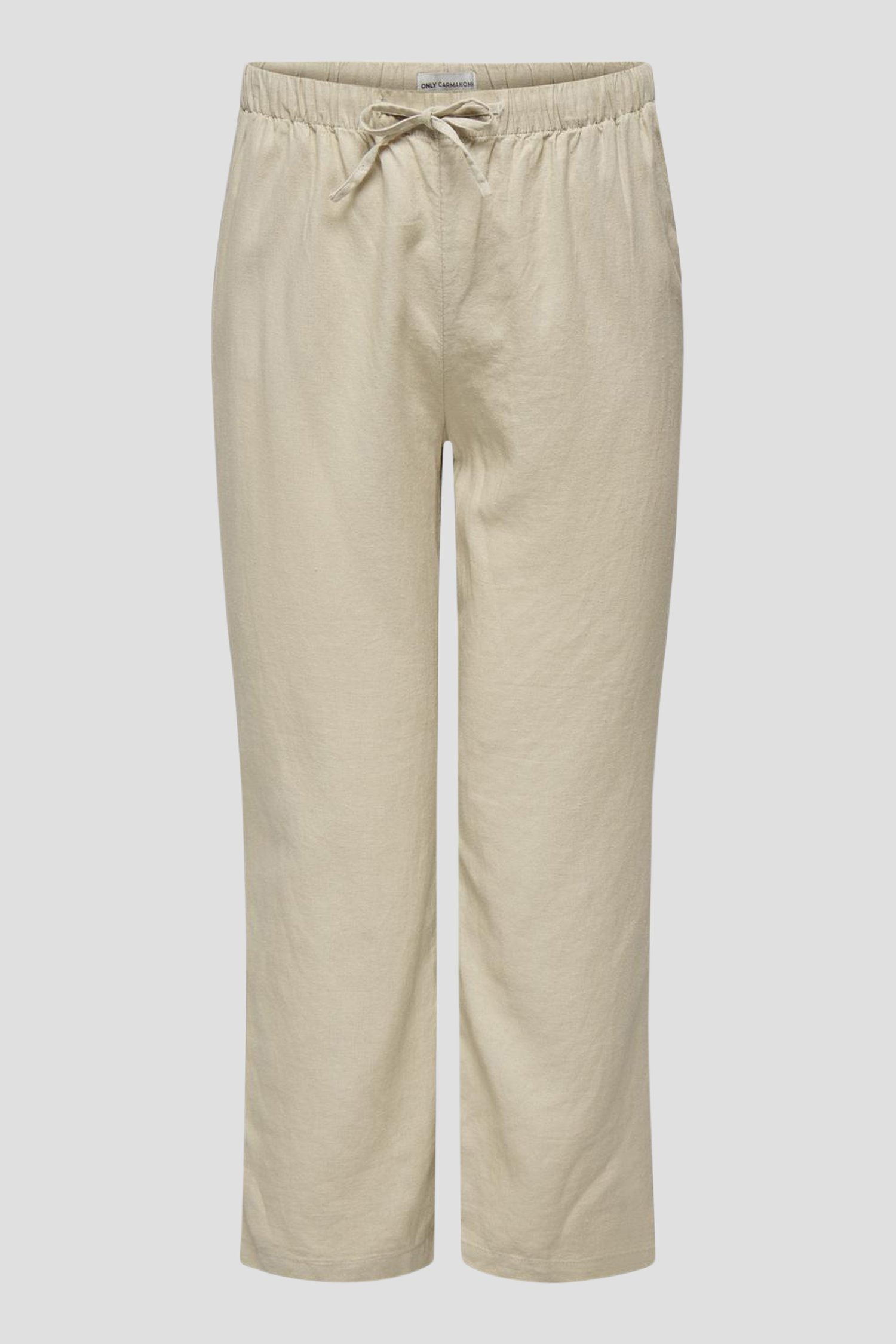 Beige linnen broek van Only Carmakoma voor Dames