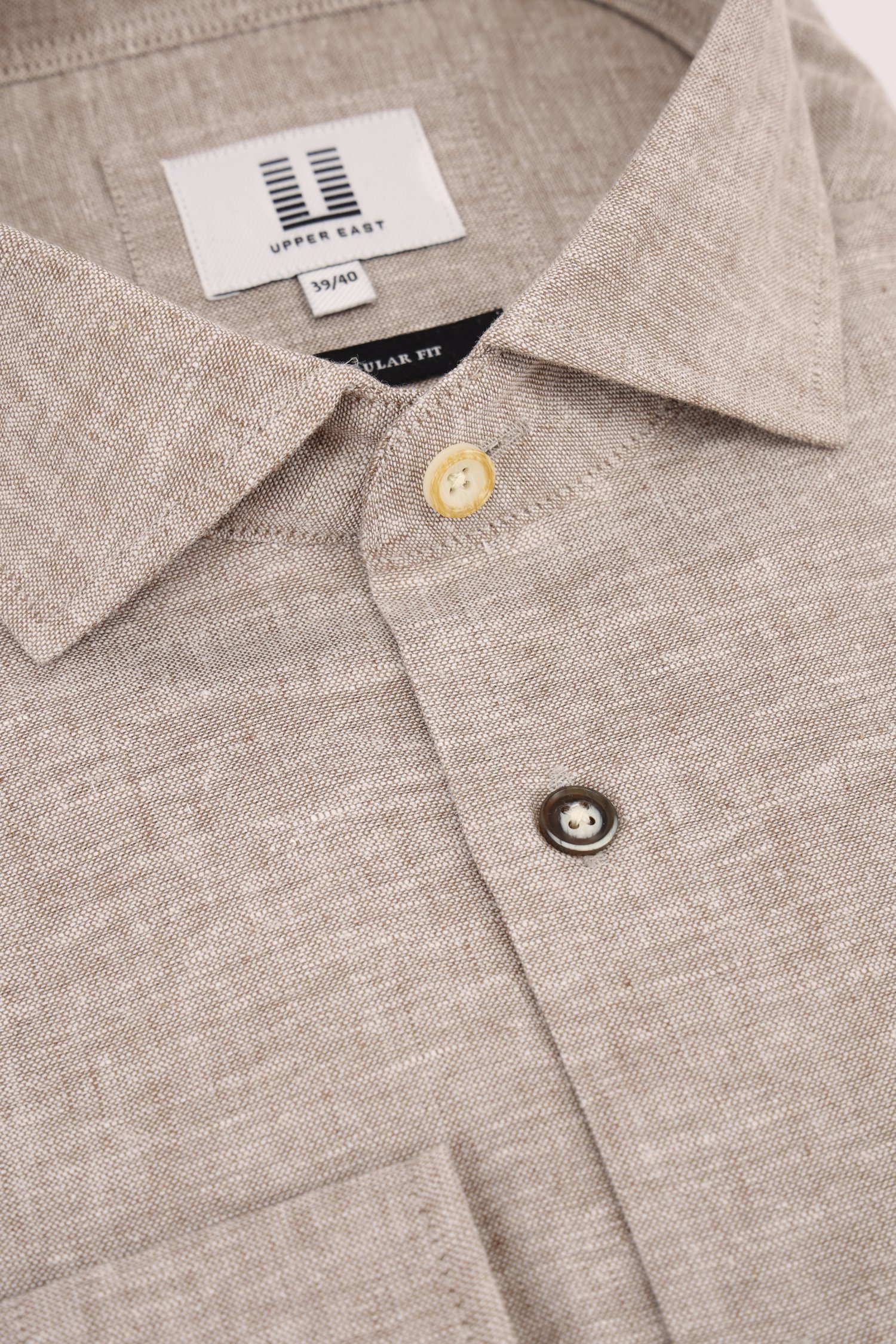 Beige linnen hemd met gemêleerde look van Upper East voor Heren