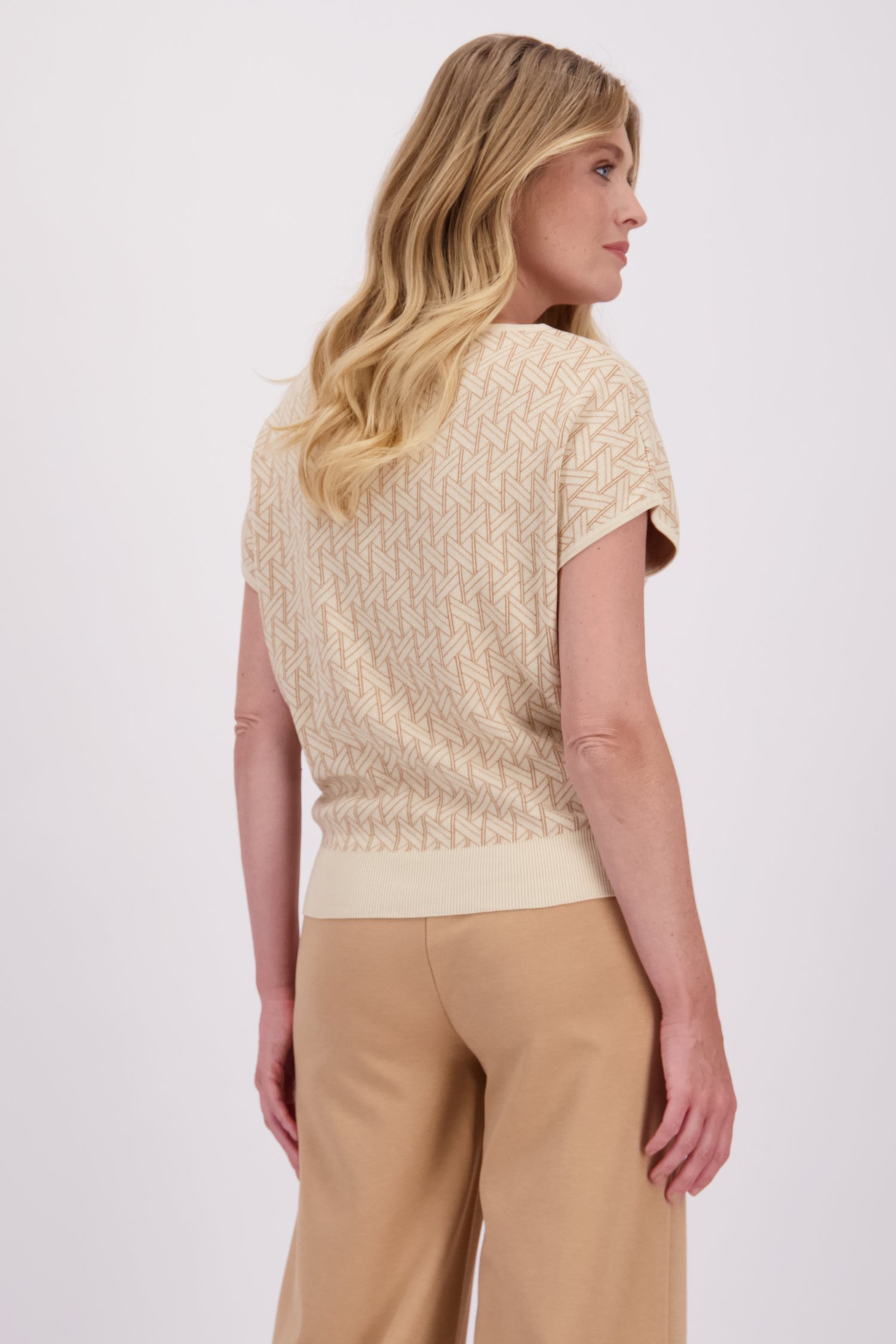 Achterkant van Beige mouwloze trui met print door Libelle voor Dames