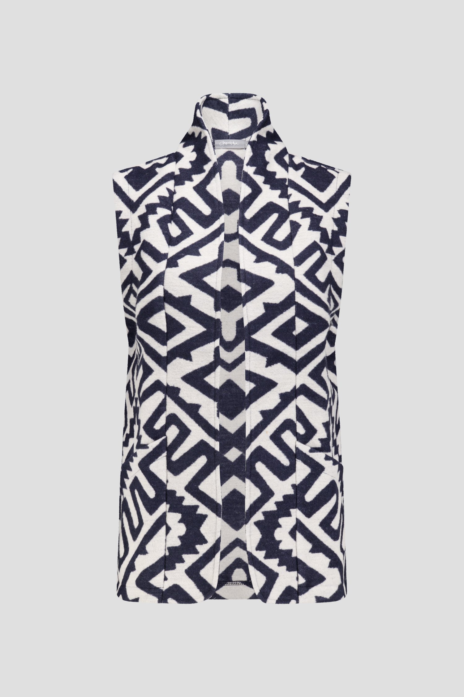 Productfoto 1 van Beige mouwloze vest met blauw patroon door Geisha voor Dames