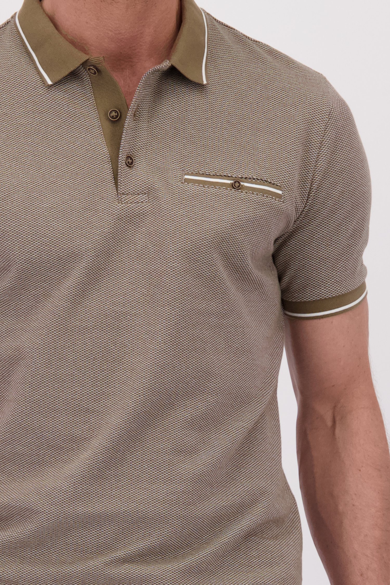 Detail van Beige polo met fijn motief door Dansaert Blue voor Heren