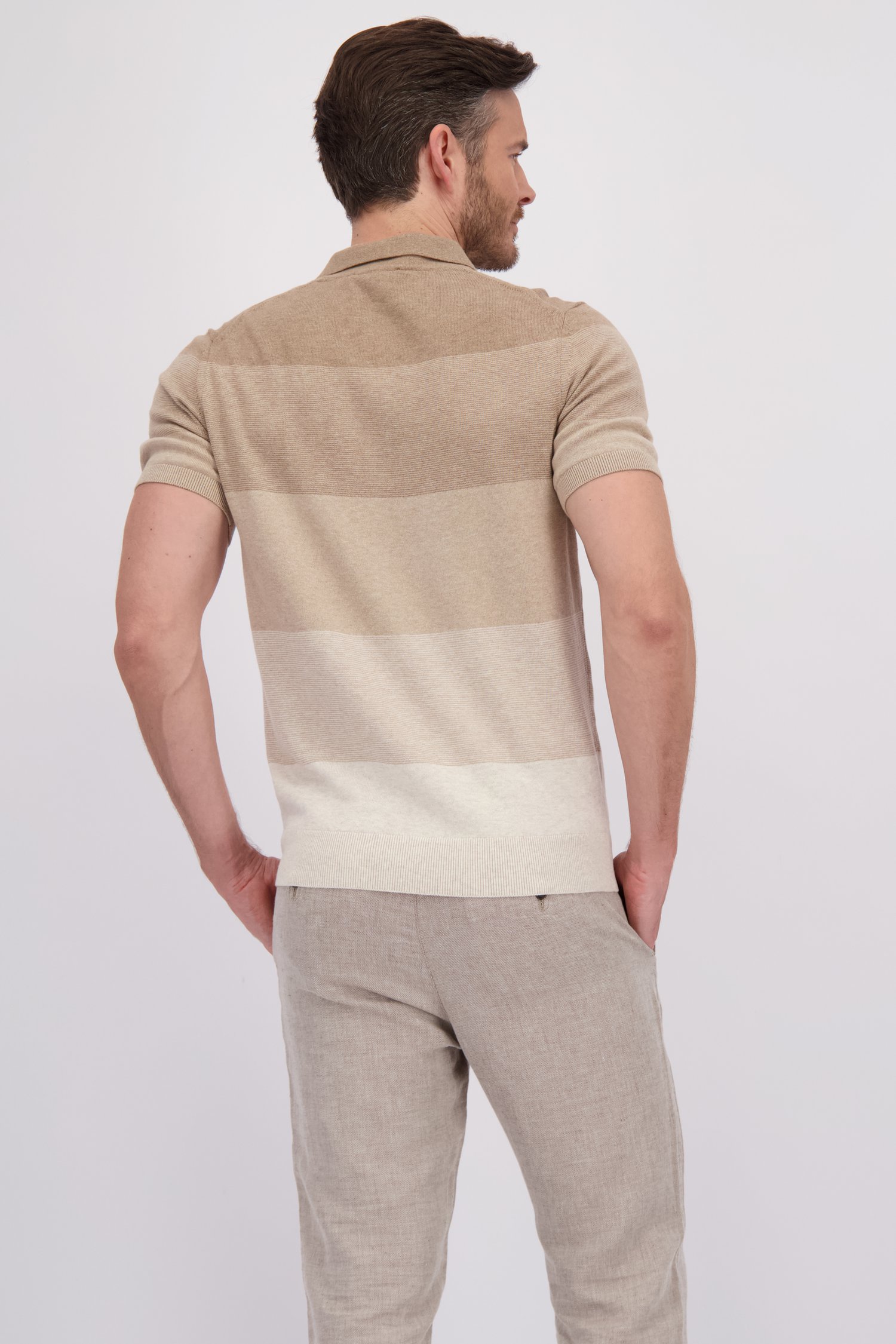 Achterkant van Beige polo met kleurverloop door Upper East voor Heren