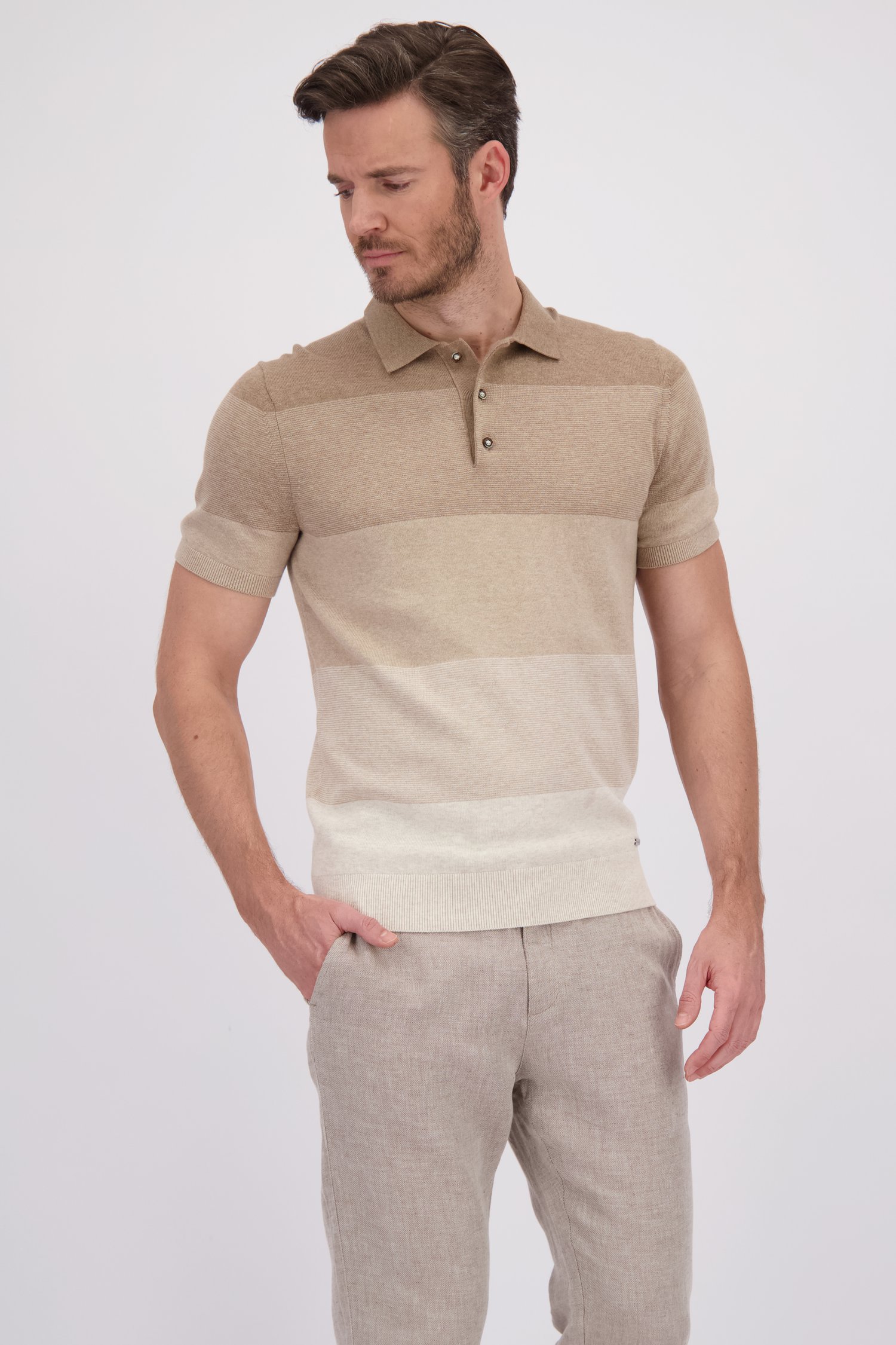 Voorkant van Beige polo met kleurverloop door Upper East voor Heren