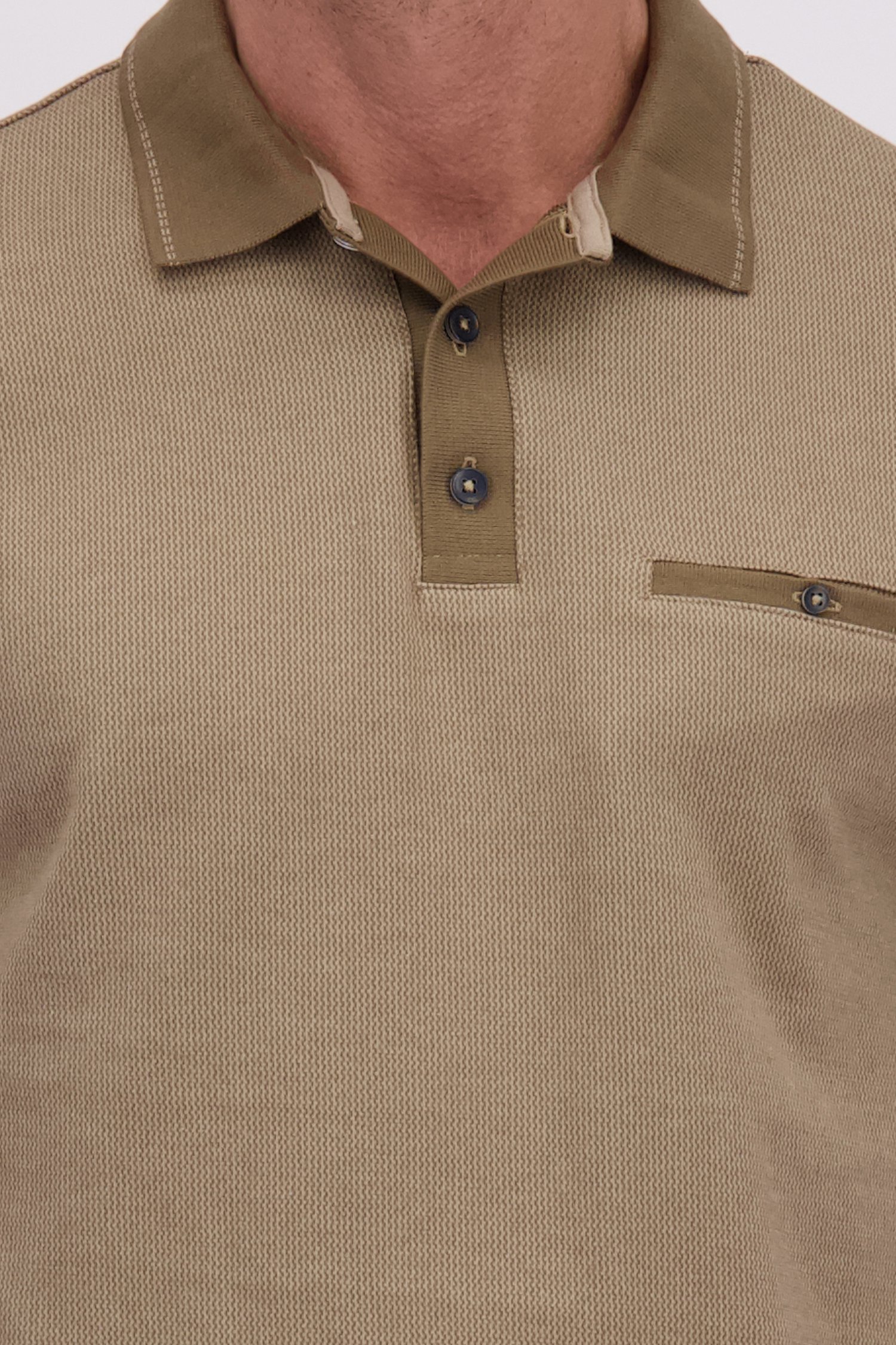 Detail van Beige polo met lange mouwen door Dansaert Blue voor Heren