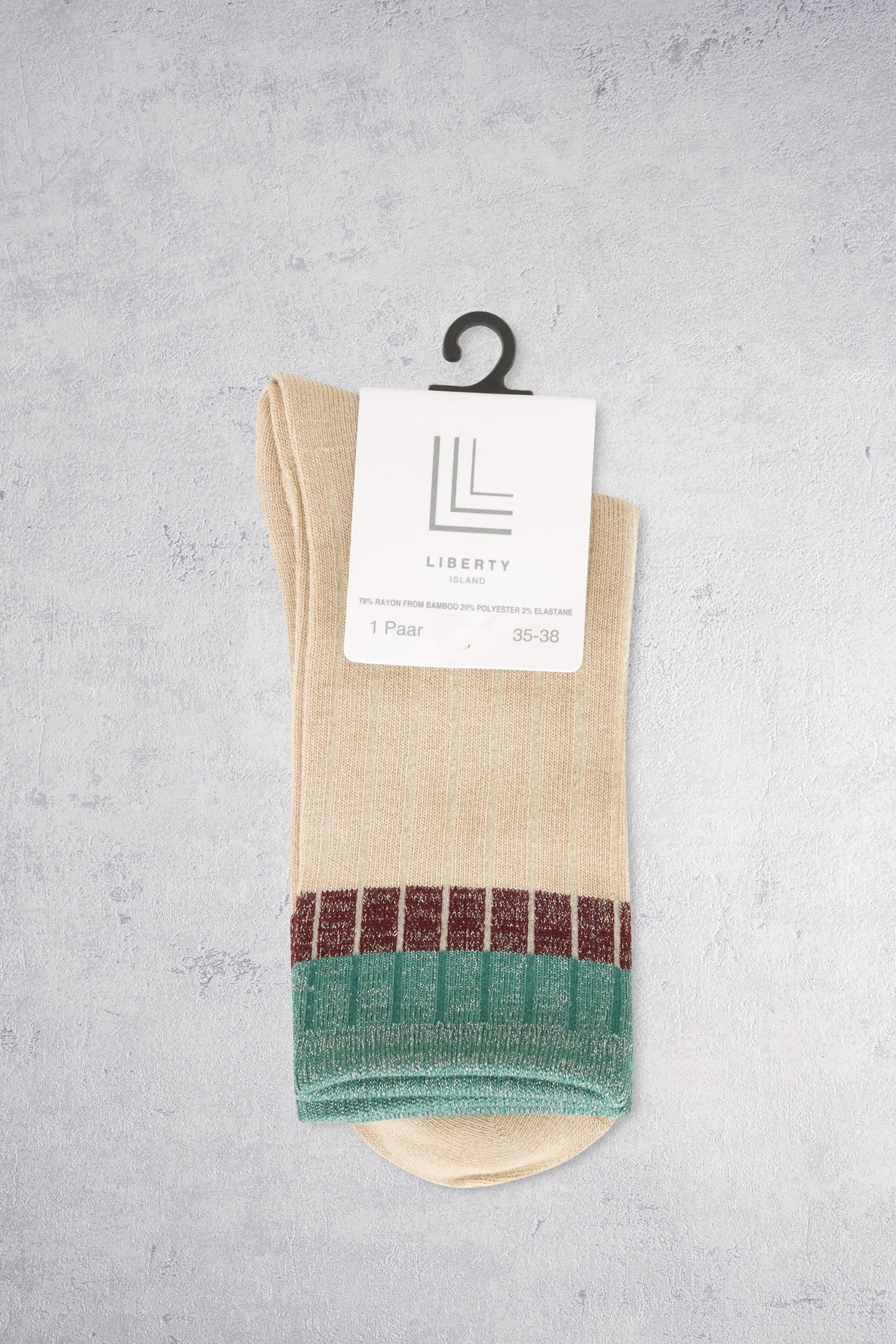 Productfoto 4 van Beige sokken met groen glitterend detail door Liberty Island voor Dames