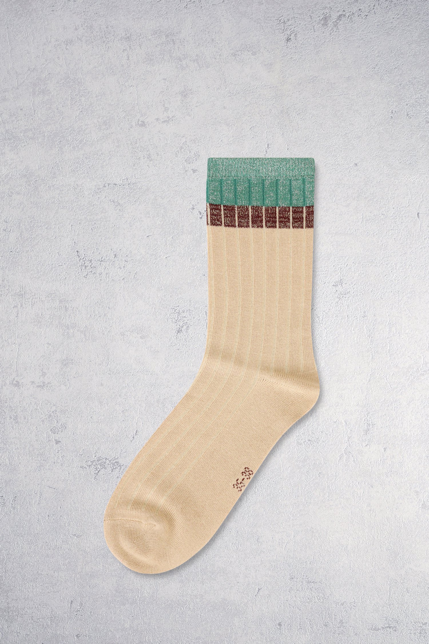 Voorkant van Beige sokken met groen glitterend detail door Liberty Island voor Dames