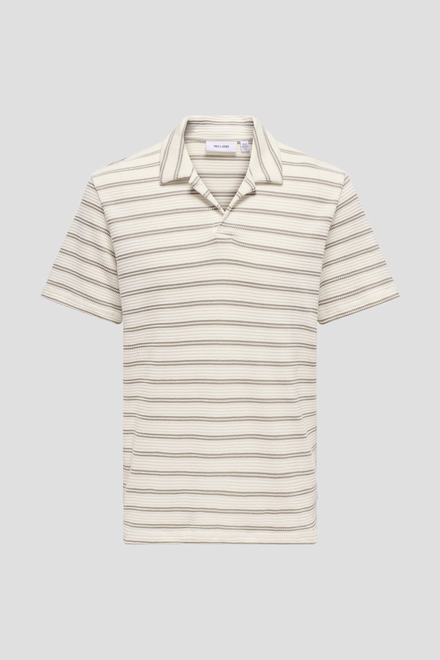 Beige structuurgebreide polo met strepen van ONLY & SONS voor Heren